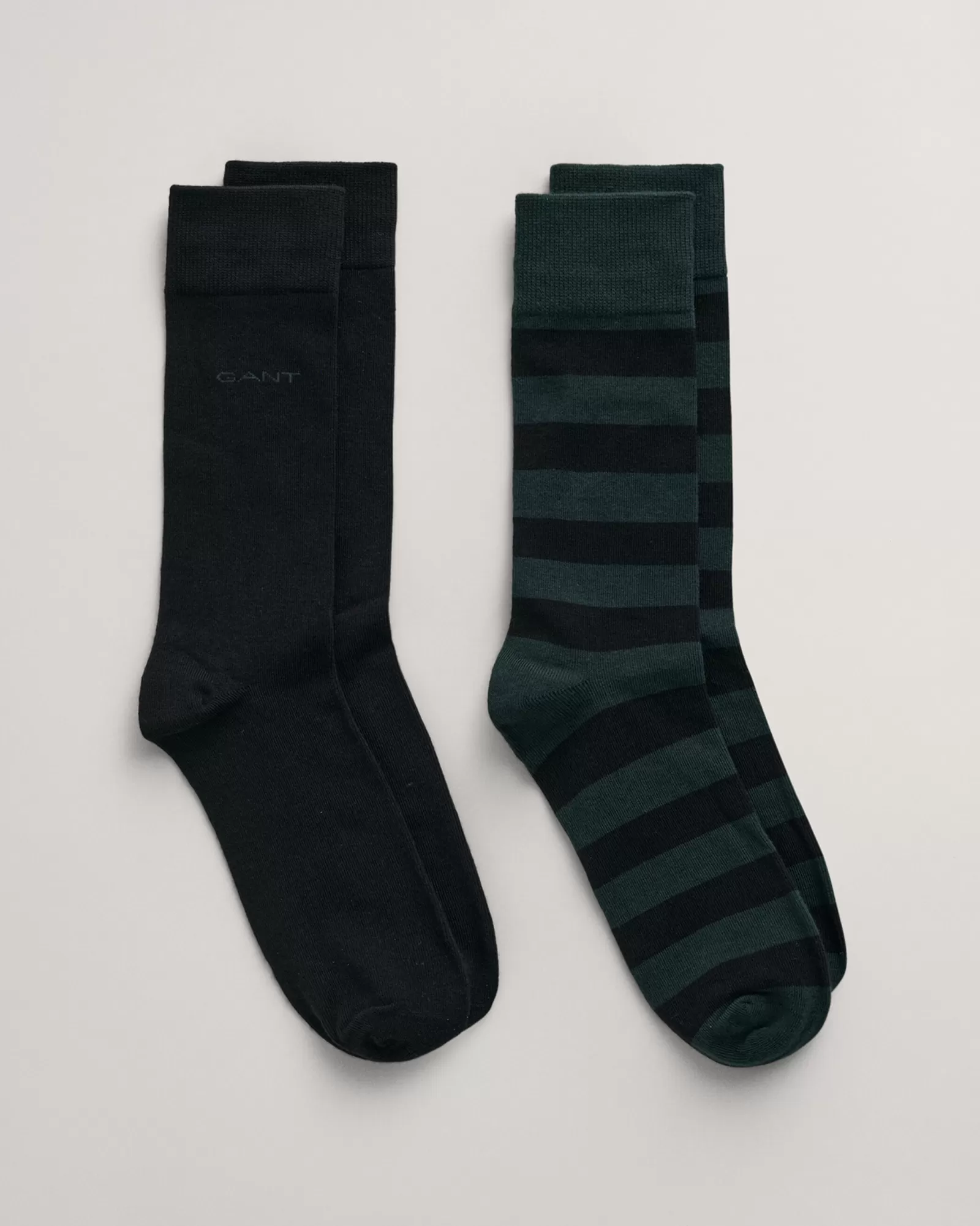 Men GANT Socks*2-Pack Barstripe & Solid Socks TARTAN GREEN