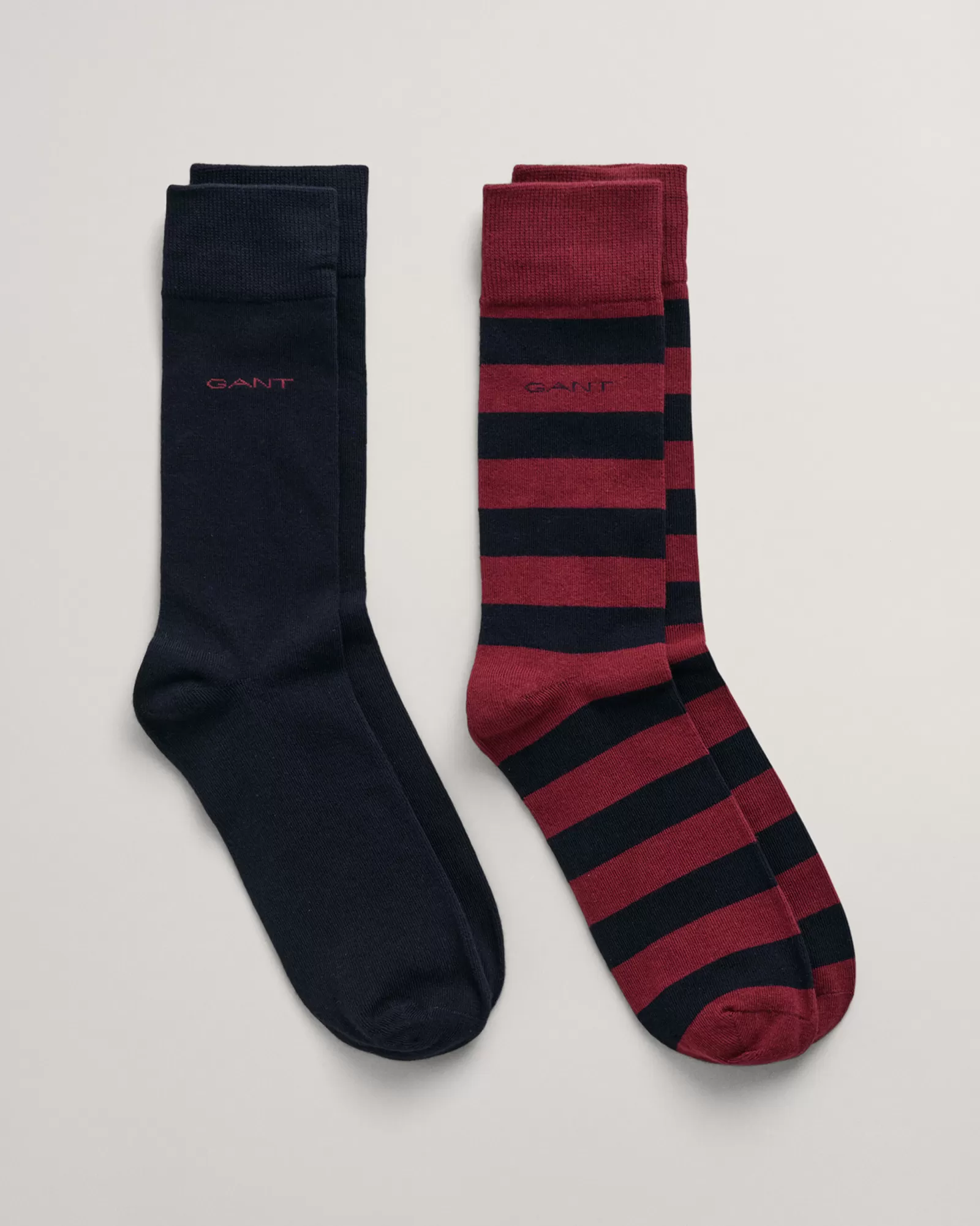 Men GANT Socks*2-Pack Barstripe & Solid Socks PLUMPED RED