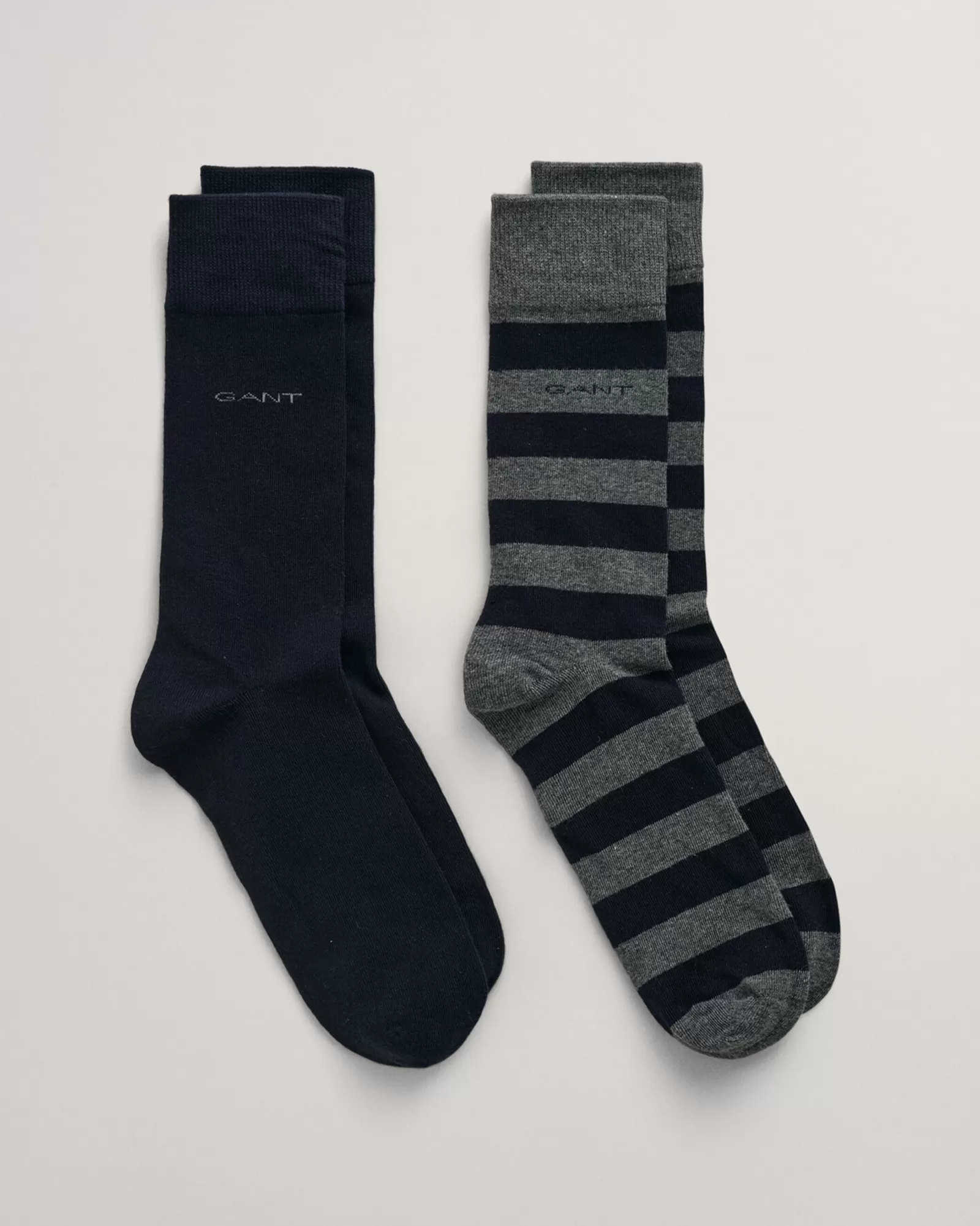 Men GANT Socks*2-Pack Barstripe & Solid Socks CHARCOAL MELANGE