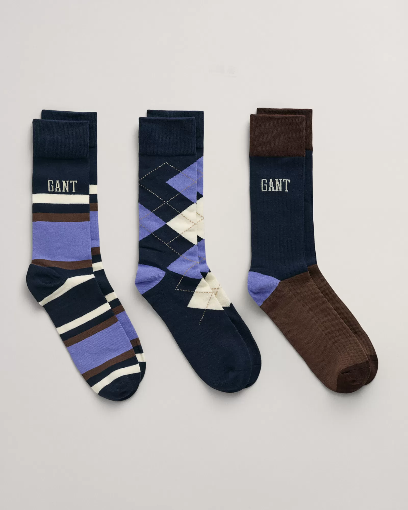 Men GANT Socks*3-Pack Argyle & Stripe Socks Gift Box EVENING BLUE