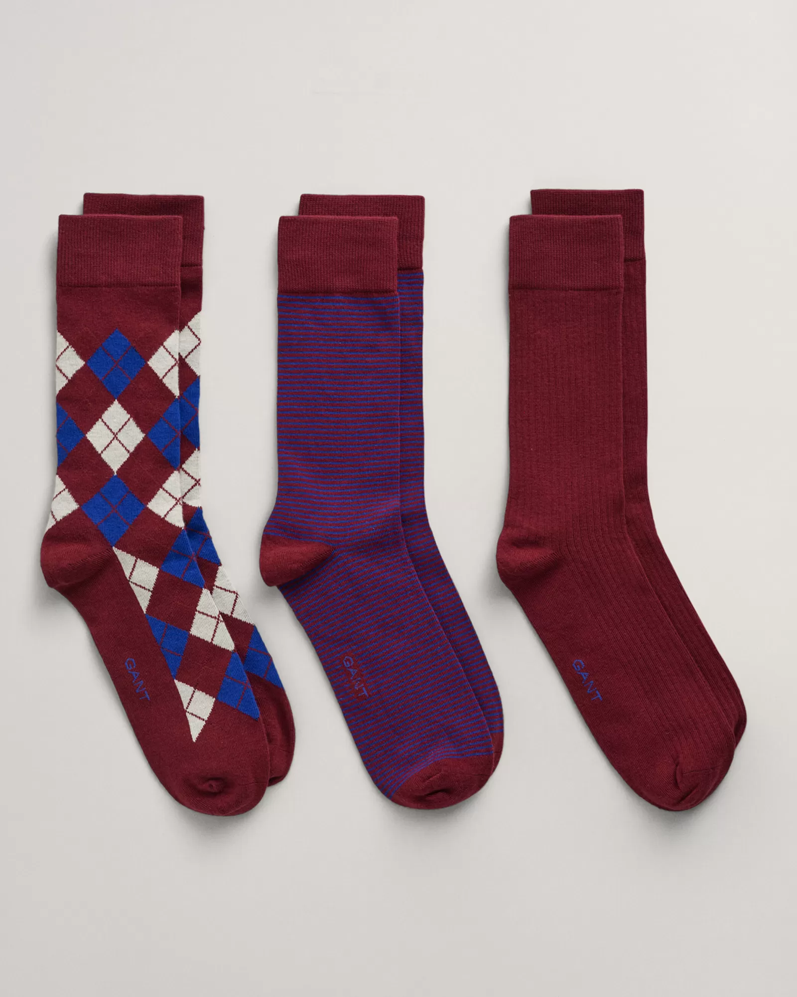 Men GANT Socks*3-Pack Argyle Socks PLUMPED RED