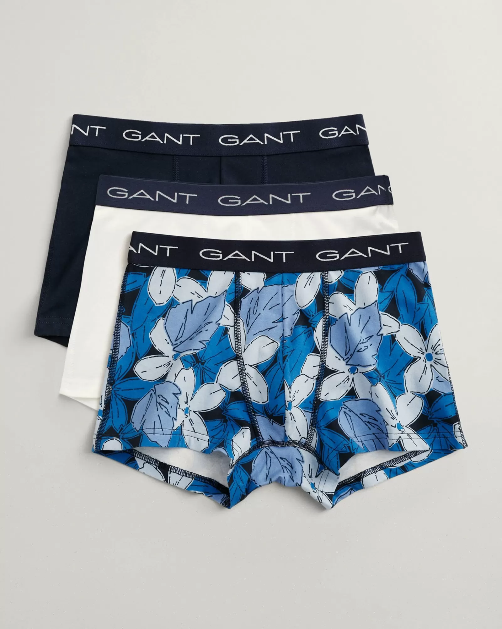 Men GANT Underwear*3-Pack Floral Print Trunks EVENING BLUE