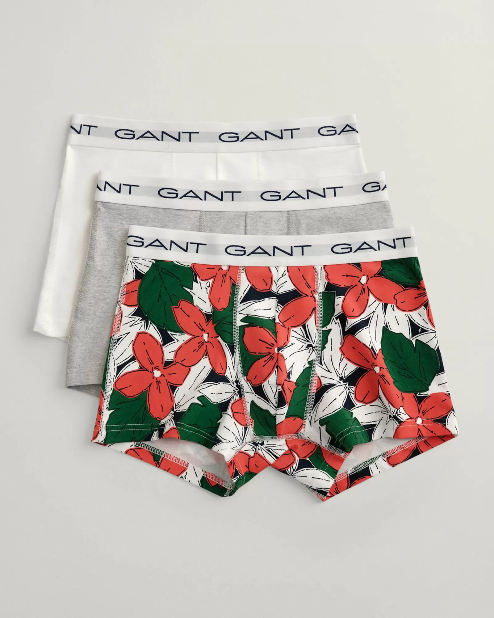 Men GANT Underwear*3-Pack Floral Print Trunks LAVISH GREEN