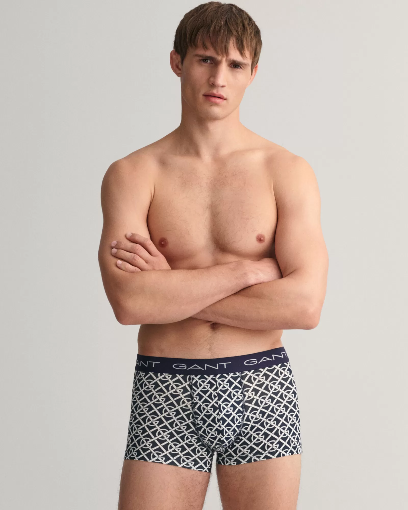 Men GANT Underwear*3-Pack G Patterned Trunks EVENING BLUE