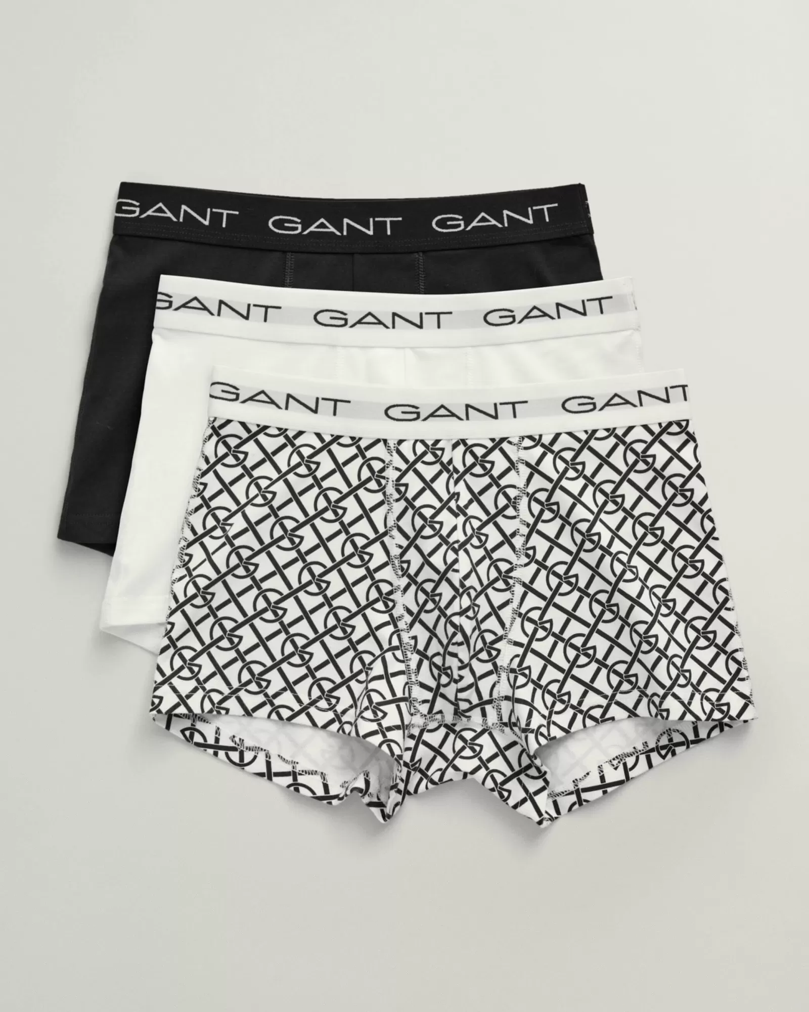 Men GANT Underwear*3-Pack G Patterned Trunks WHITE