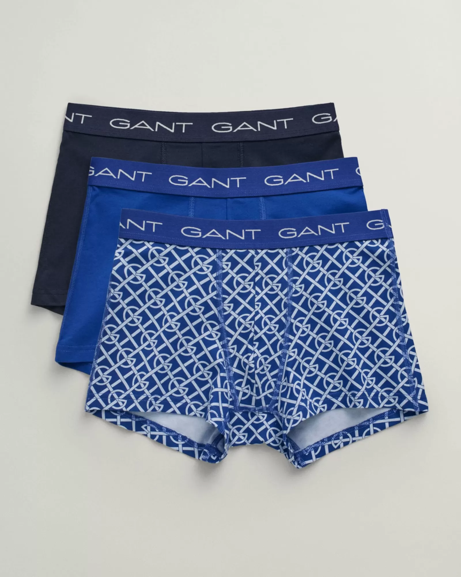 Men GANT Underwear*3-Pack G Patterned Trunks COLLEGE BLUE