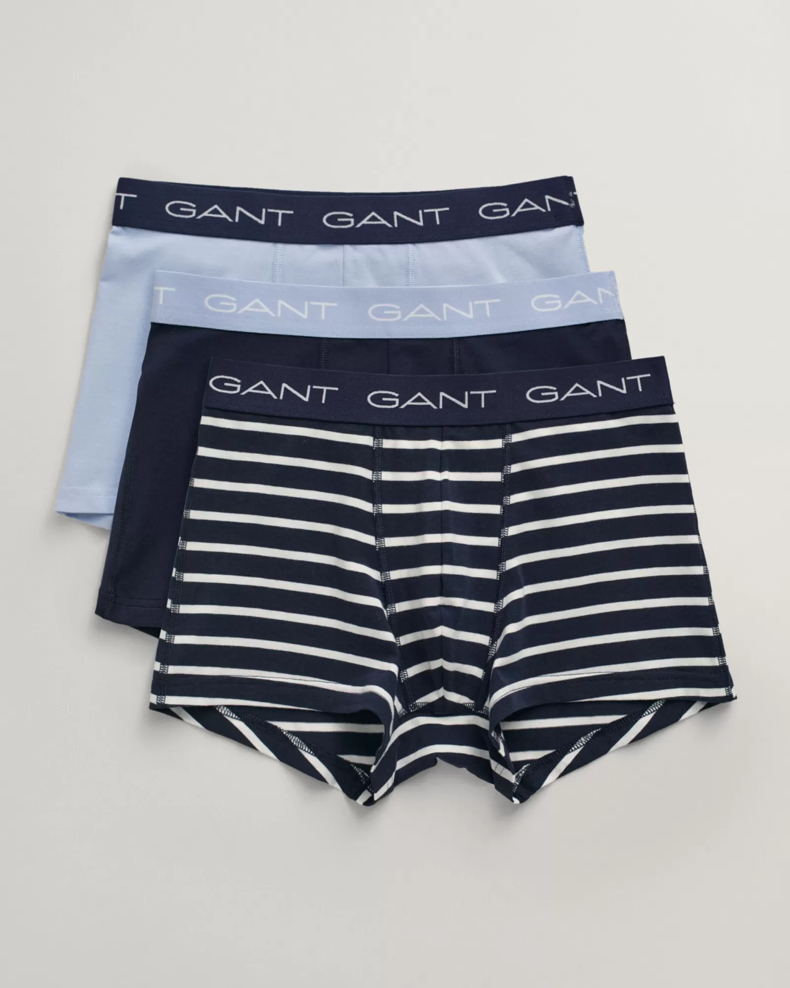 Men GANT Underwear*3-Pack Striped Trunks EGGSHELL