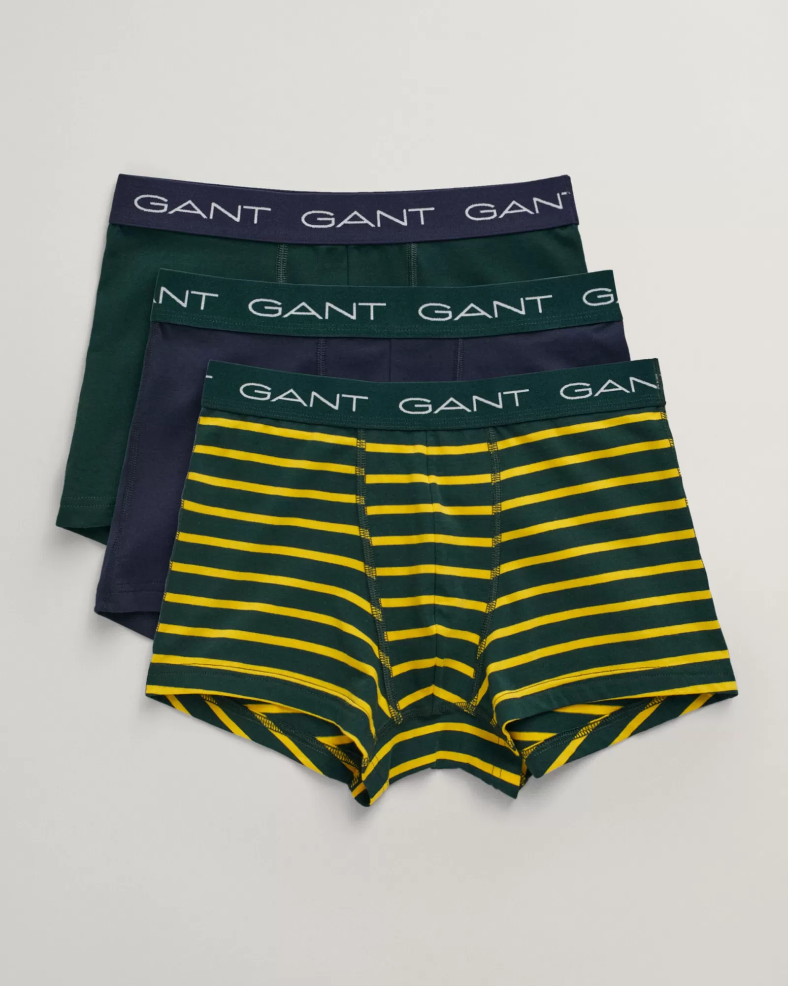 Men GANT Underwear*3-Pack Striped Trunks TARTAN GREEN