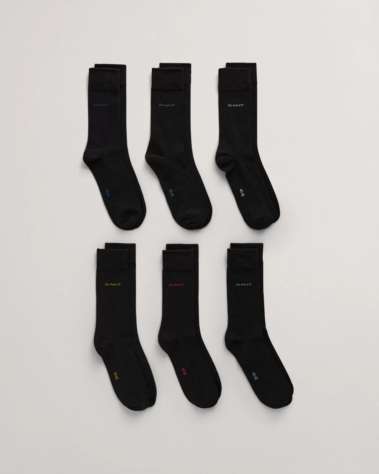 Men GANT Socks*6-Pack Soft Cotton Socks BLACK