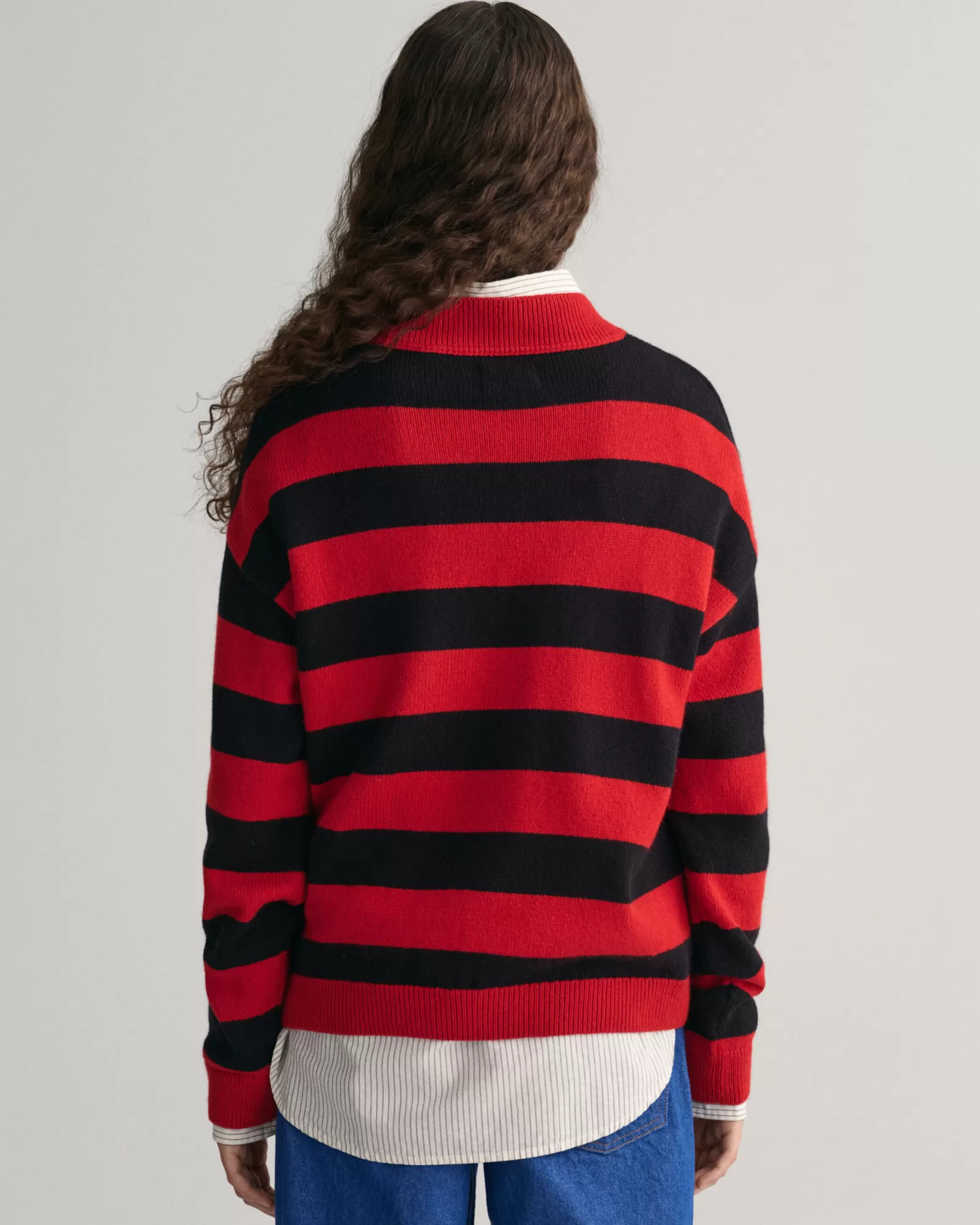 Women GANT Knitwear*Barstripe Crew Neck Sweater RICH RED