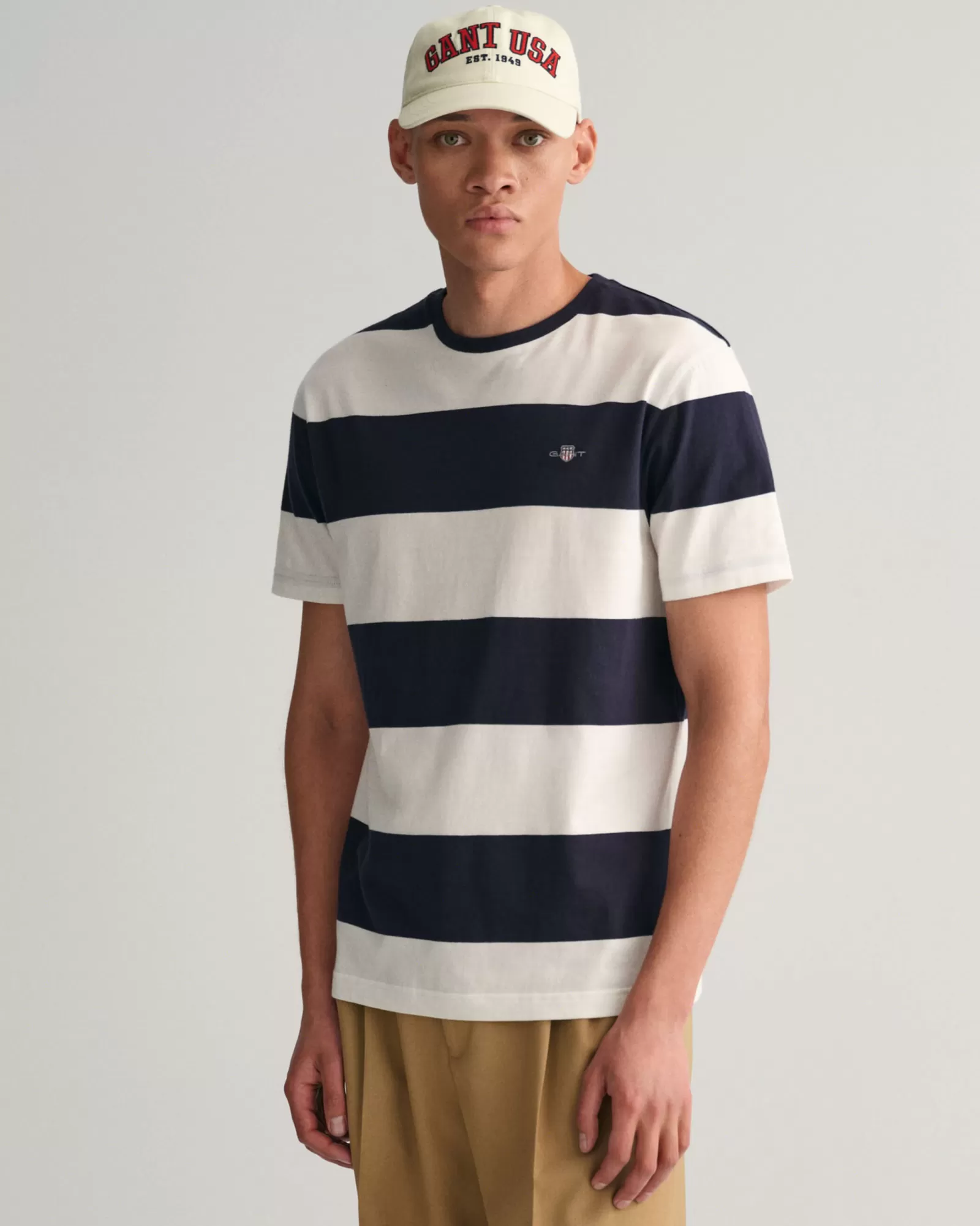 Men GANT T-Shirts*Barstripe T-Shirt EGGSHELL