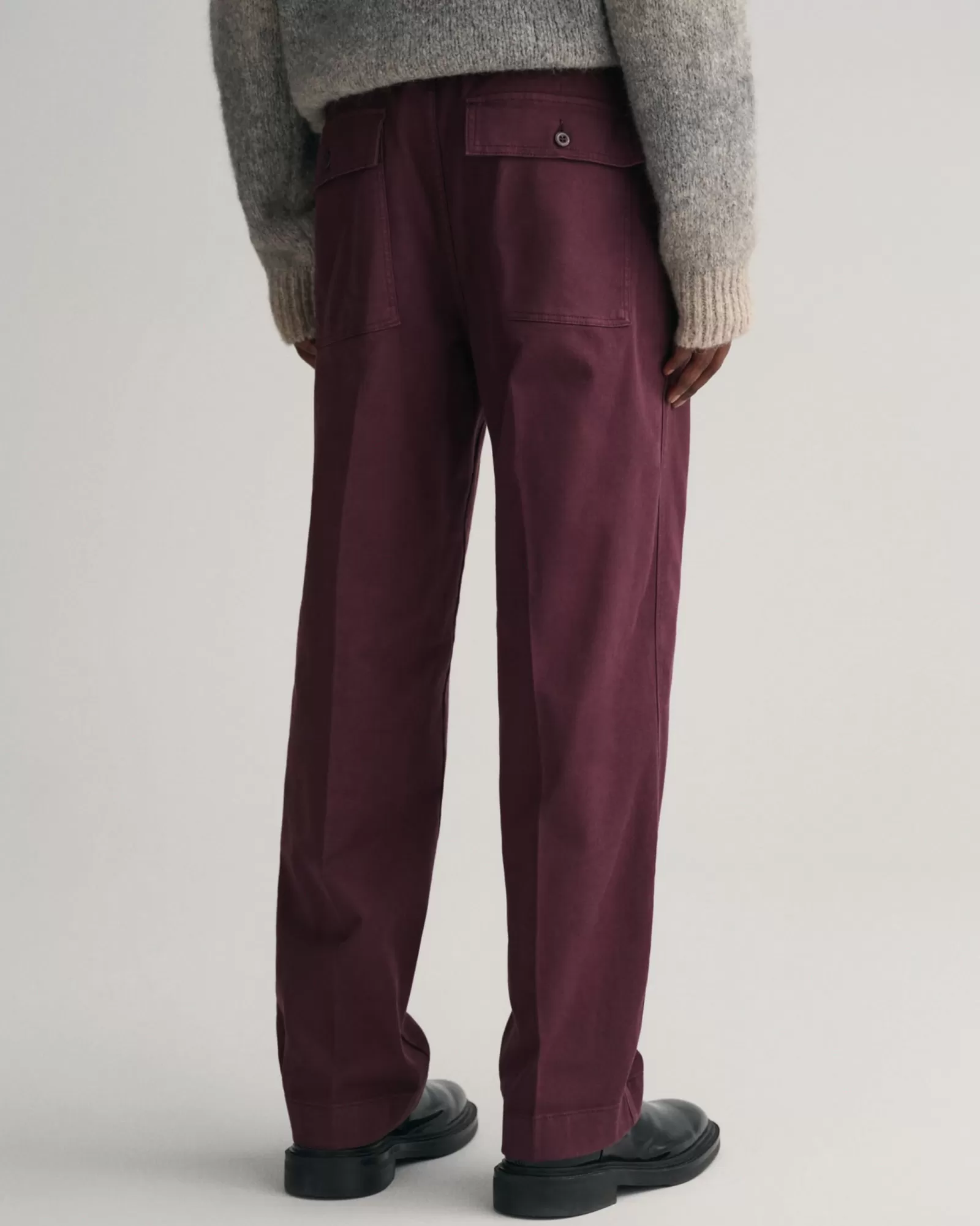 Men GANT Pants*Belted Pleated Chinos DARK MAHOGANY