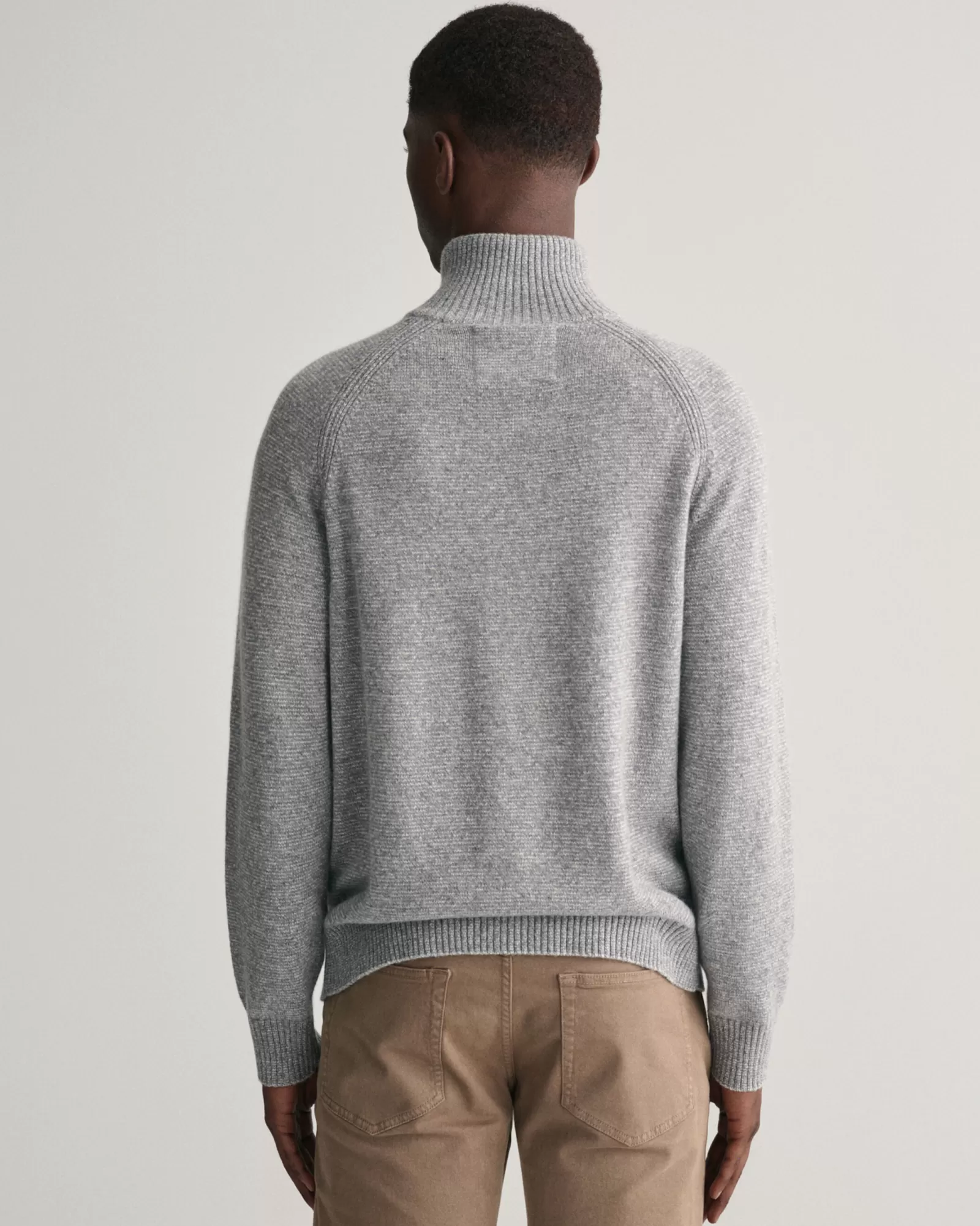 Men GANT Knitwear*Bicolored Half-Zip Sweater DARK GREY MELANGE