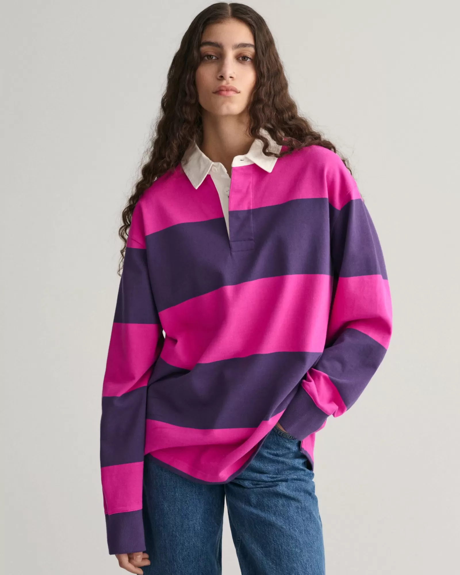 Women GANT Polos & Ruggers*Block Striped Heavy Rugger PURPLE ROSE