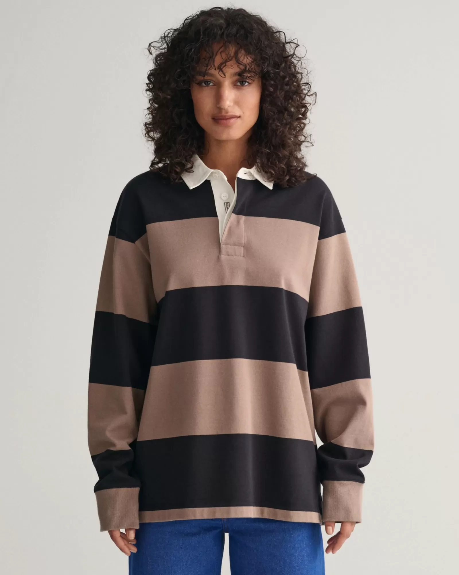 Women GANT Polos & Ruggers*Block Striped Heavy Rugger DESERT BROWN