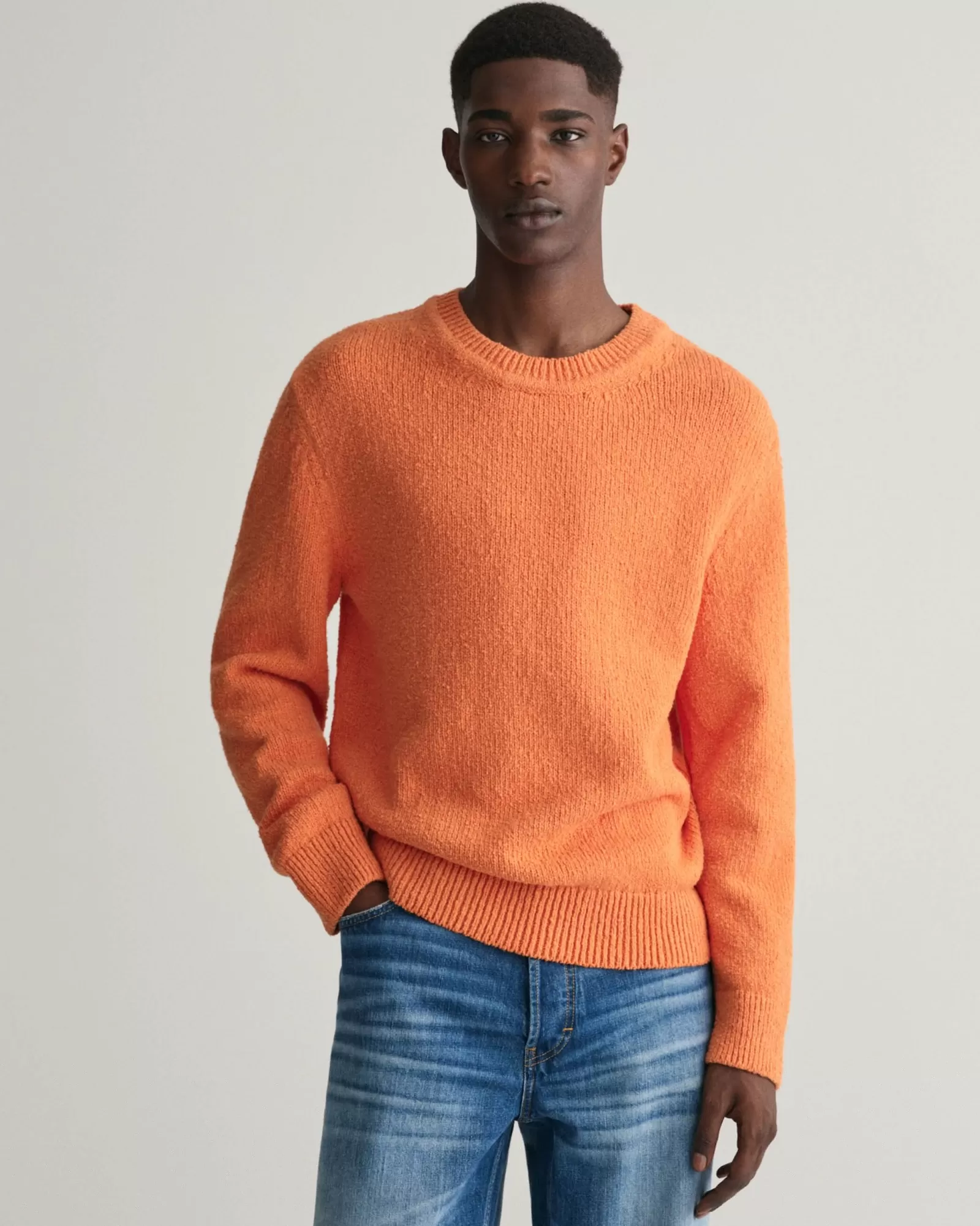 Men GANT Knitwear*Bouclé Knit Crew Neck Sweater PUMPKIN ORANGE