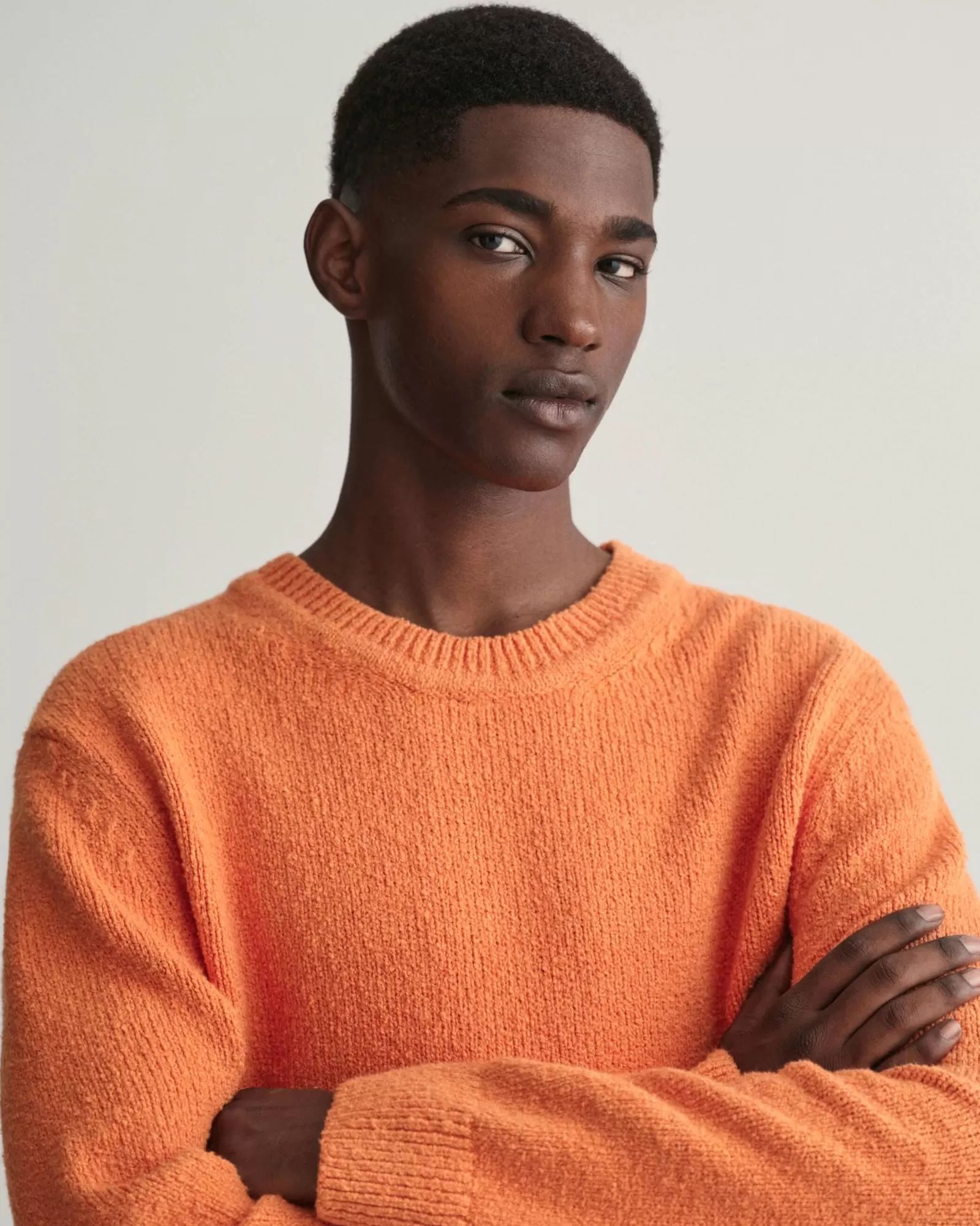 Men GANT Knitwear*Bouclé Knit Crew Neck Sweater PUMPKIN ORANGE