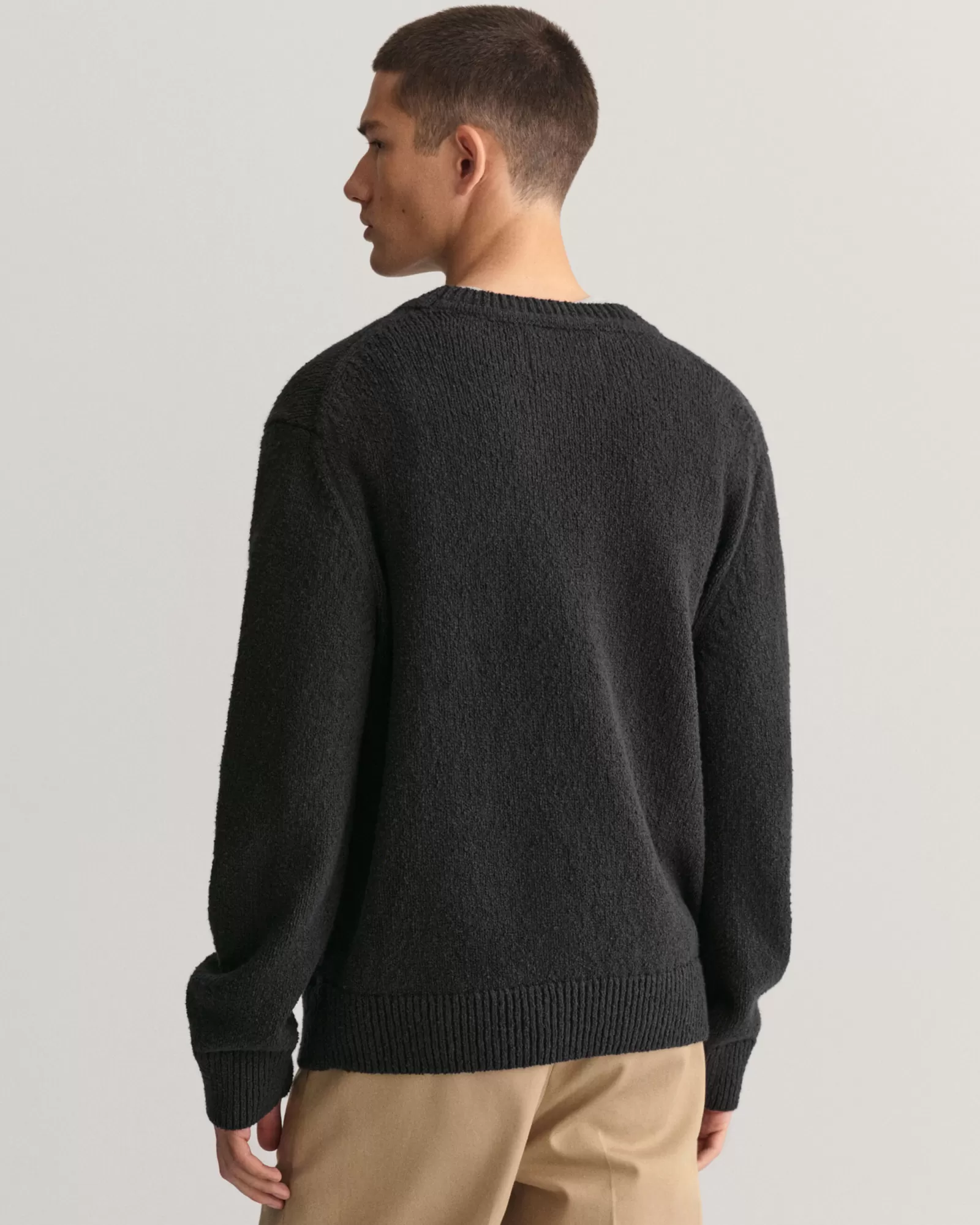 Men GANT Knitwear*Bouclé Knit Crew Neck Sweater BLACK