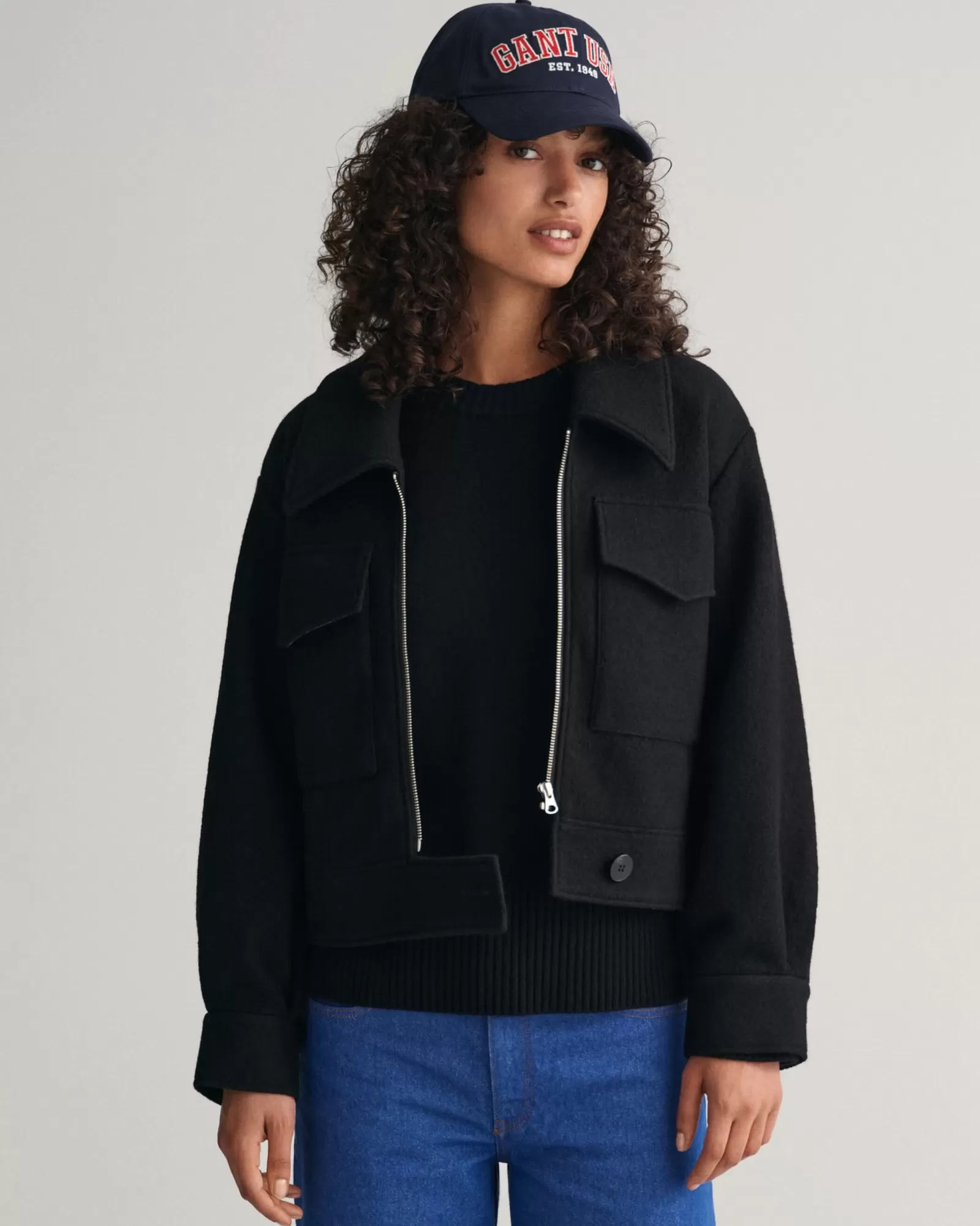 Women GANT Jackets & Coats*Bouclé Zip Jacket EBONY BLACK