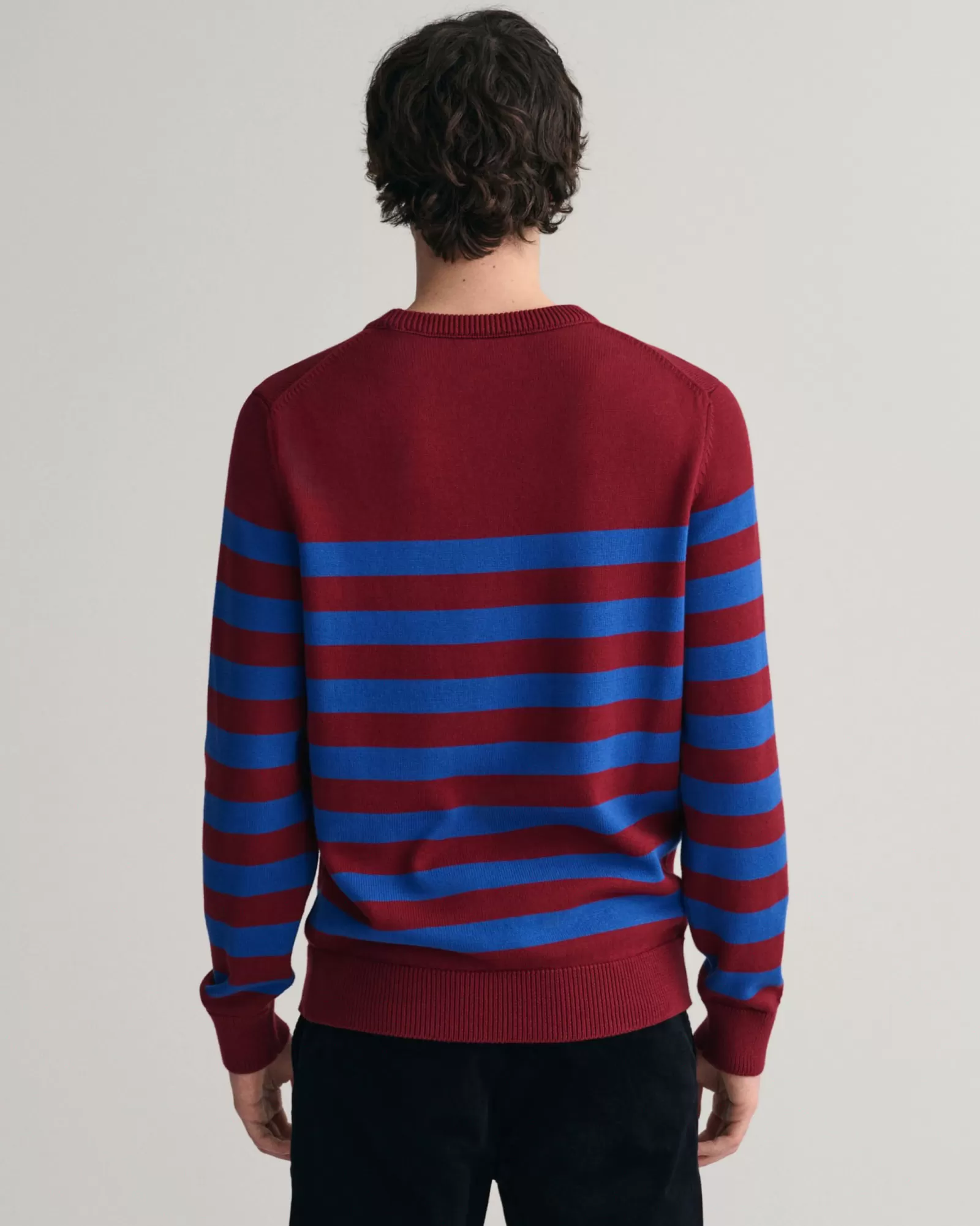 Men GANT Knitwear*Breton Striped Crew Neck Sweater PLUMPED RED