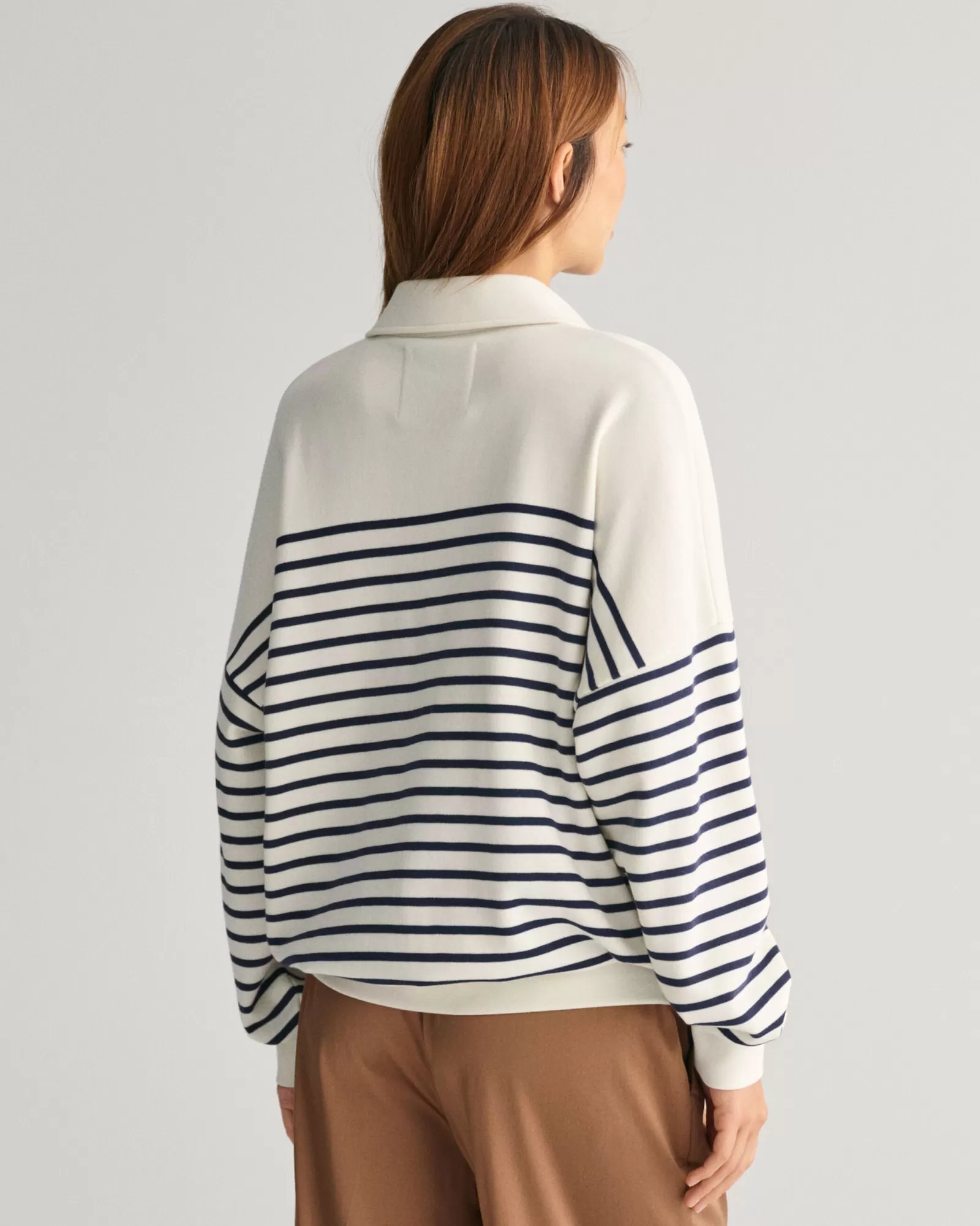 Women GANT Polos & Ruggers*Breton Striped Rugger CREAM