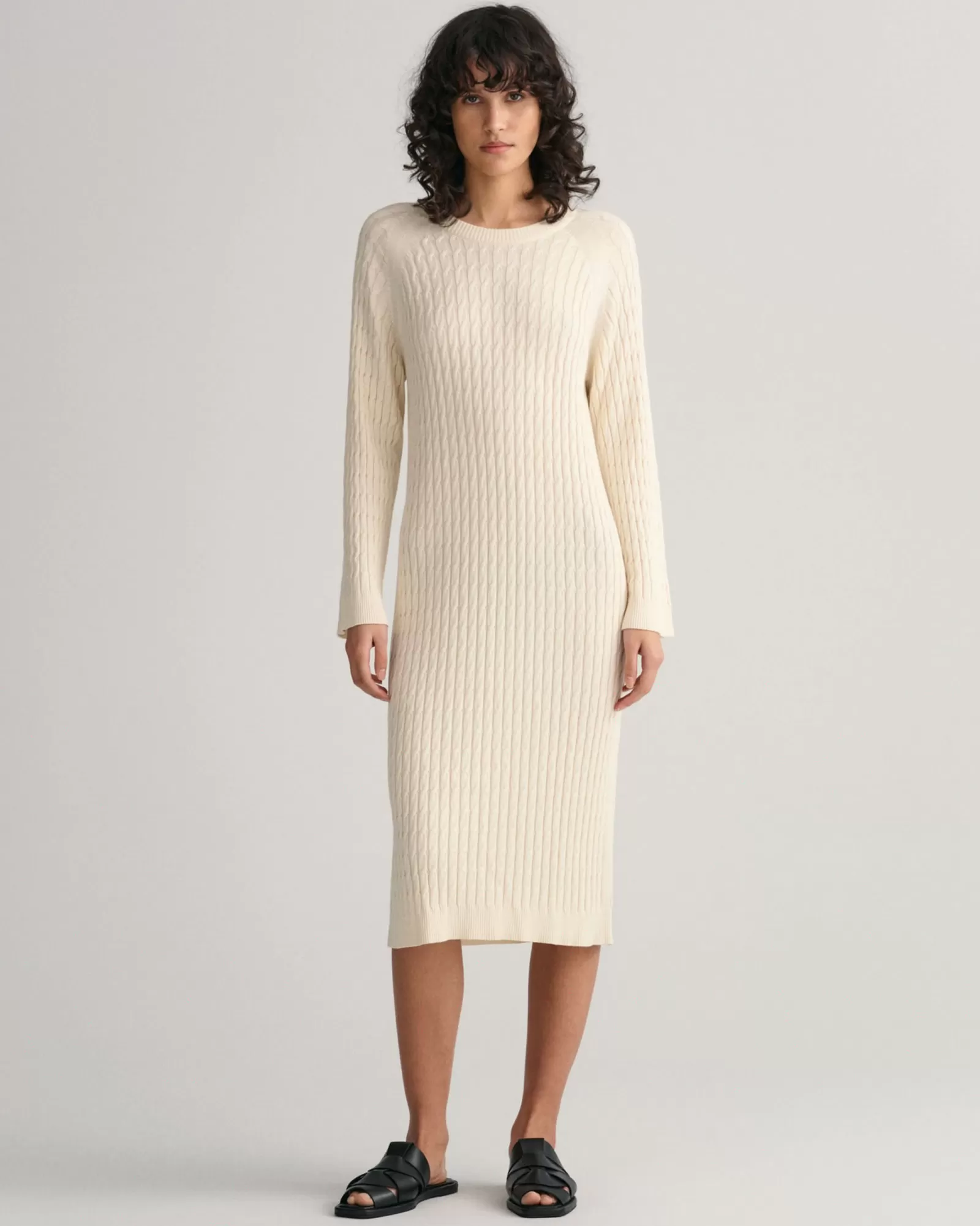 Women GANT Dresses*Cable Knit Crew Neck Dress CREAM