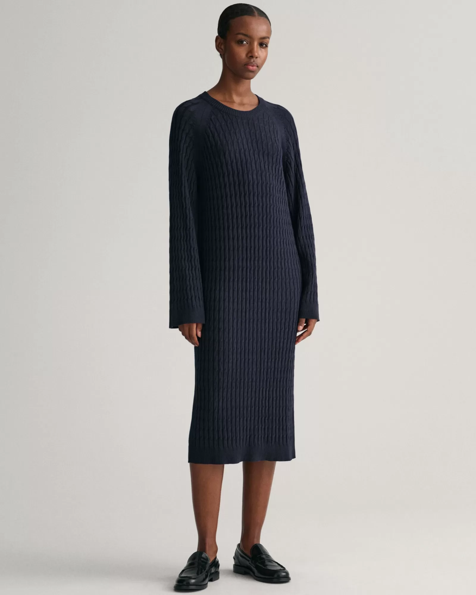 Women GANT Dresses*Cable Knit Crew Neck Dress EVENING BLUE