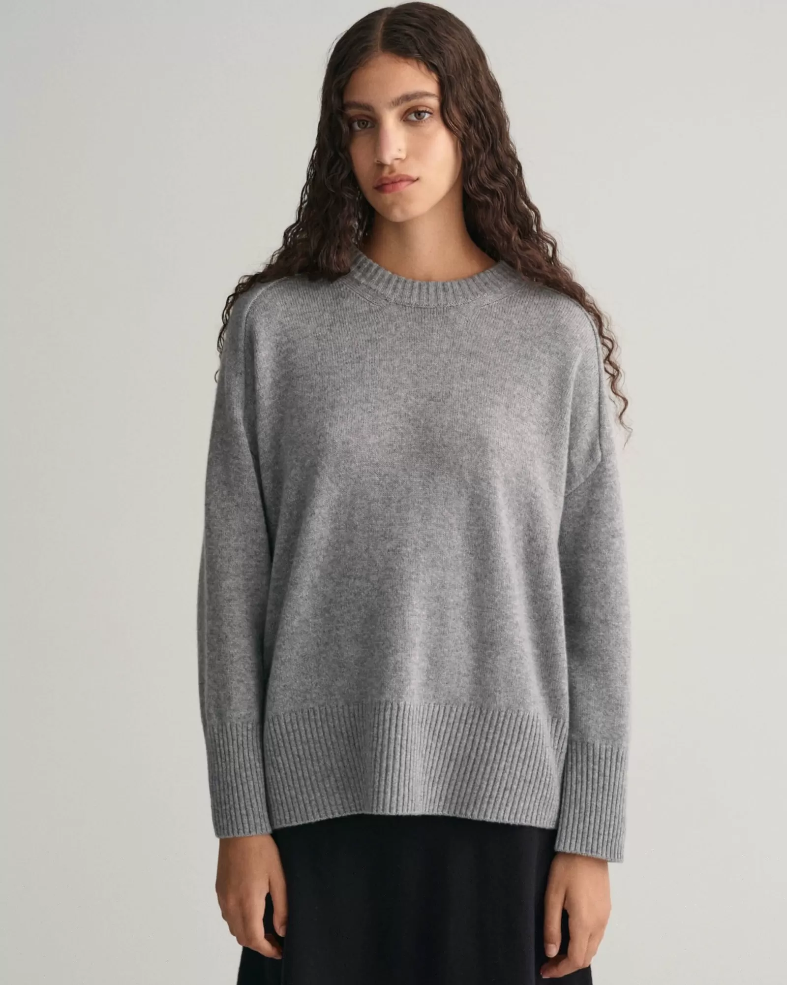 Women GANT Knitwear*Cashmere Crew Neck Sweater GREY MELANGE