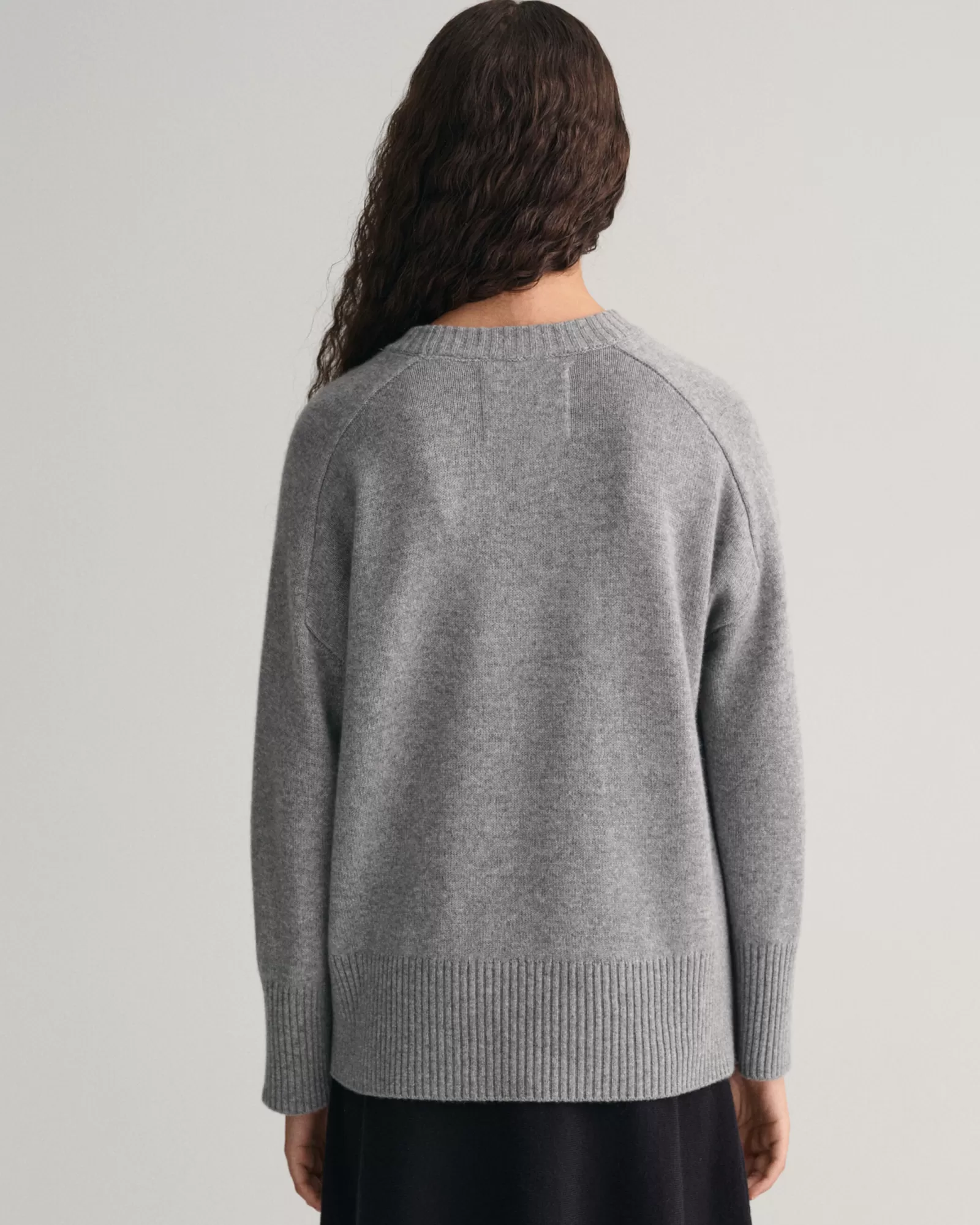 Women GANT Knitwear*Cashmere Crew Neck Sweater GREY MELANGE