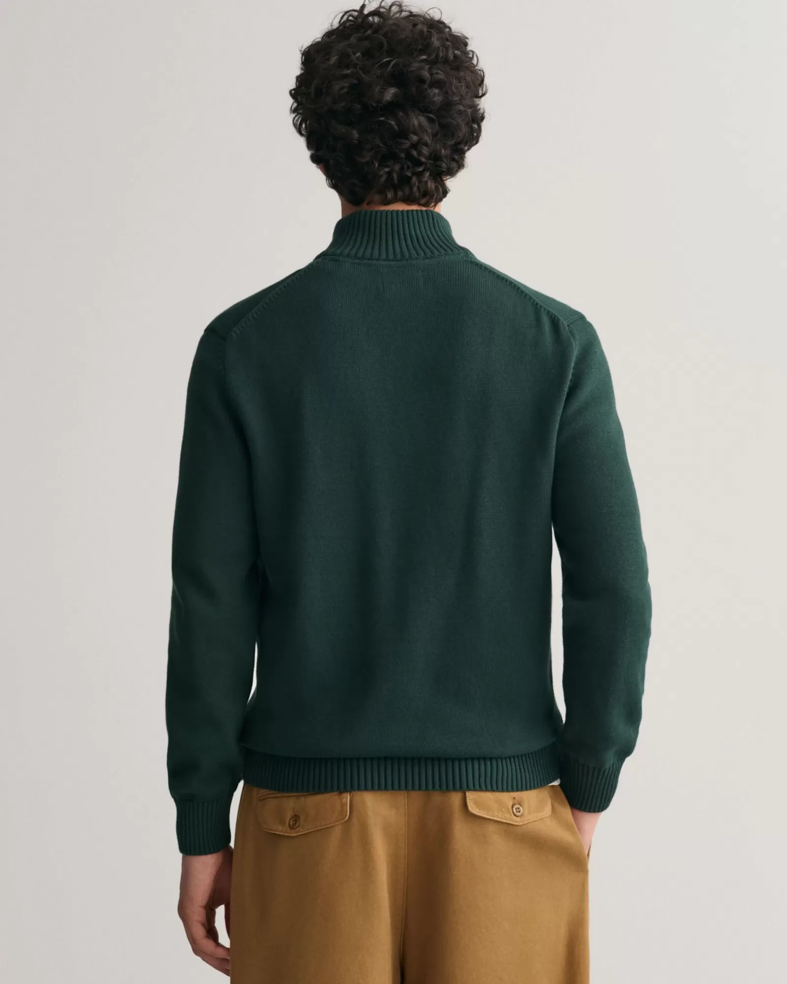 Men GANT Knitwear*Casual Cotton Half-Zip Sweater TARTAN GREEN