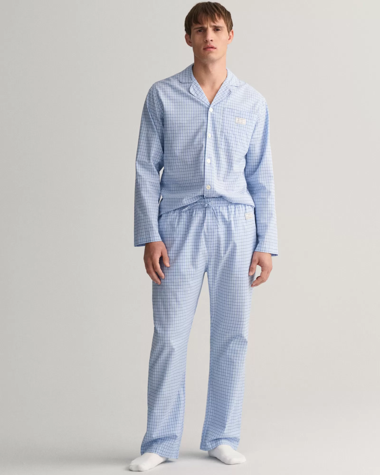 Men GANT Pajamas & Bathrobes*Checked Pajama Set CAPRI BLUE