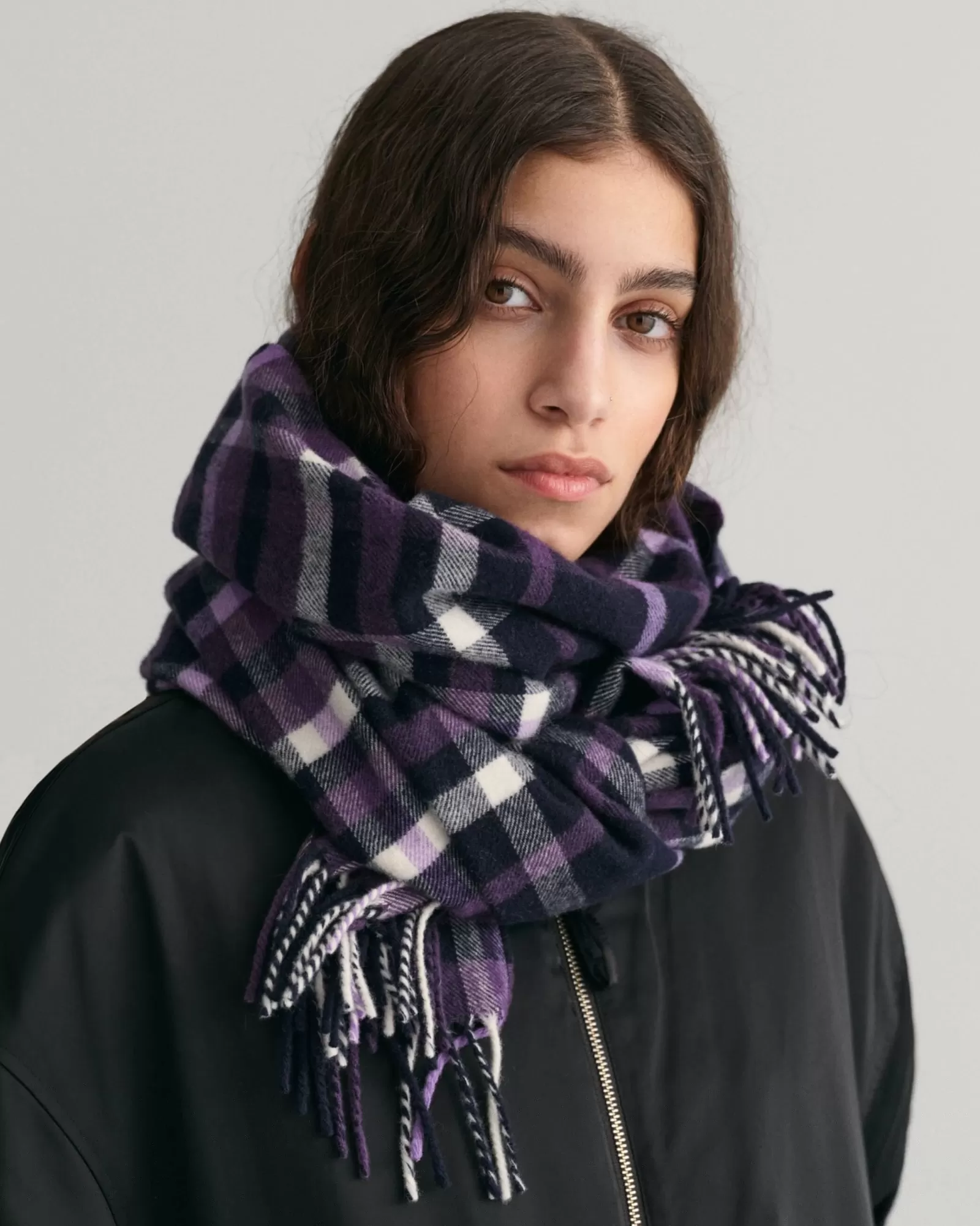 Women GANT Scarves*Checked Scarf PANSY PURPLE