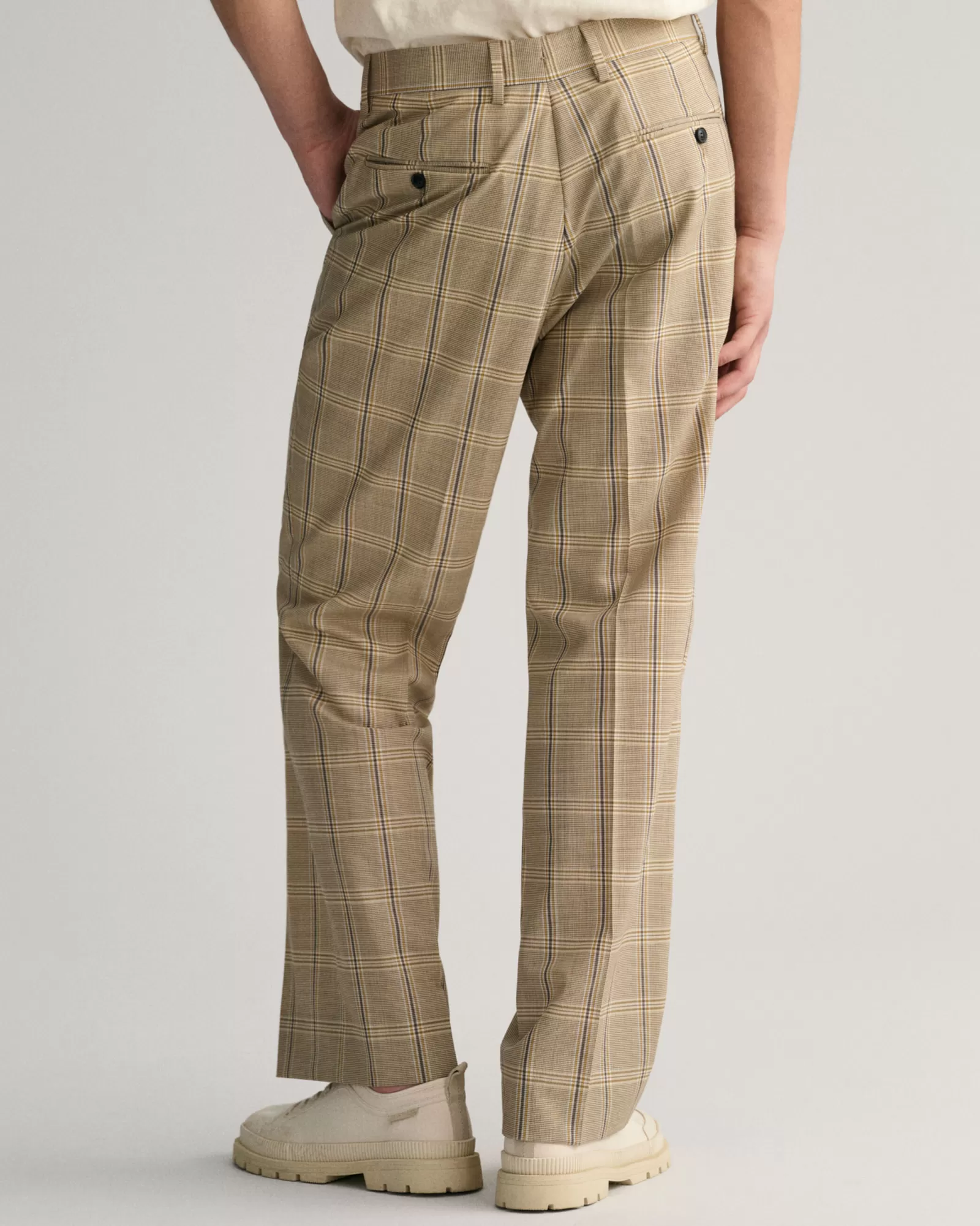 Men GANT Pants*Checked Tailored Pants CREAM