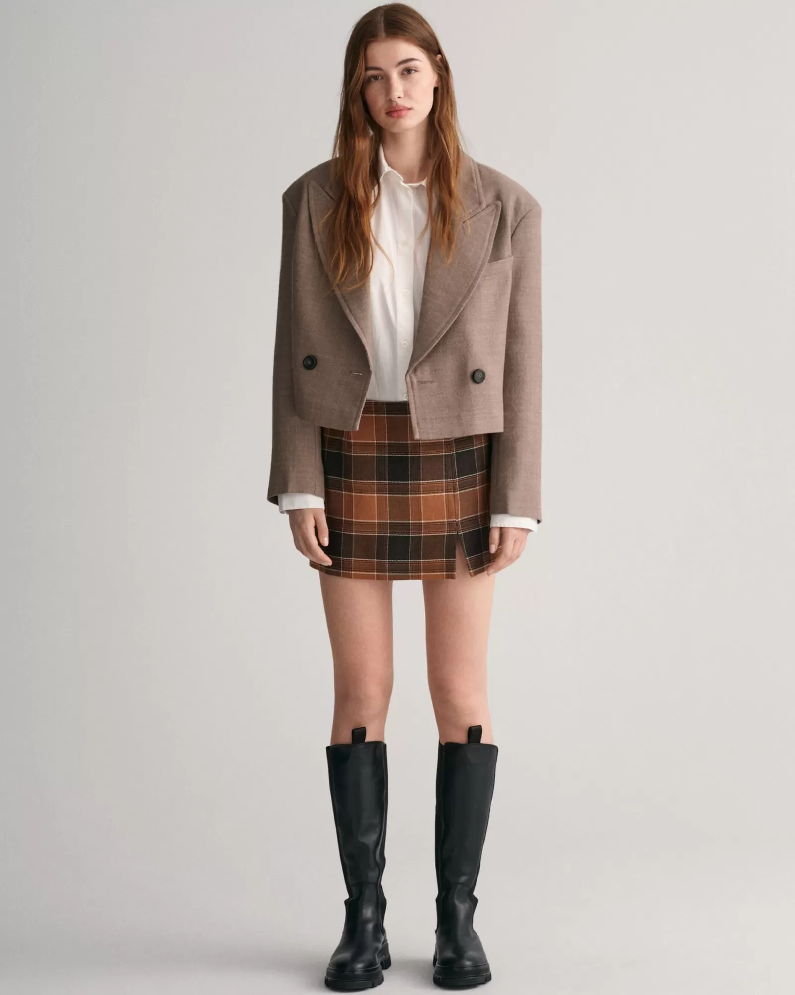 Women GANT Skirts*Checked Wool Mini Skirt CINNAMON BROWN