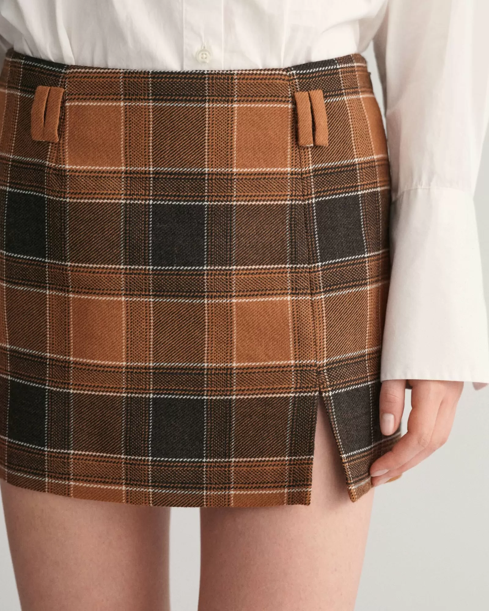 Women GANT Skirts*Checked Wool Mini Skirt CINNAMON BROWN