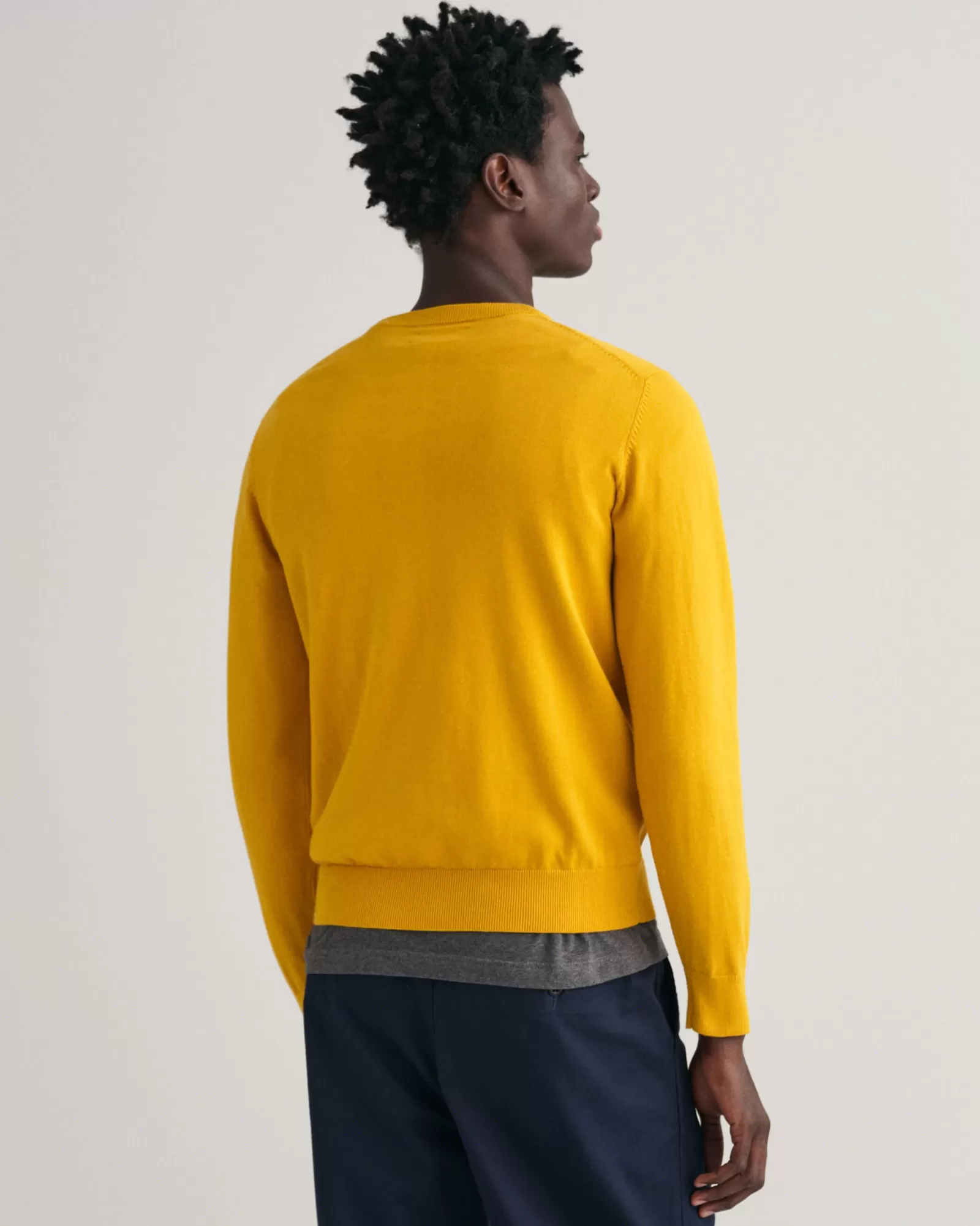 Men GANT Knitwear*Classic Cotton Crew Neck Sweater DARK MUSTARD YELLOW