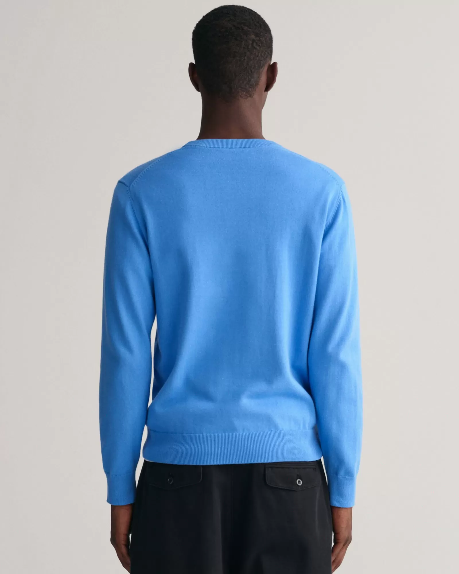 Men GANT Knitwear*Classic Cotton Crew Neck Sweater PACIFIC BLUE