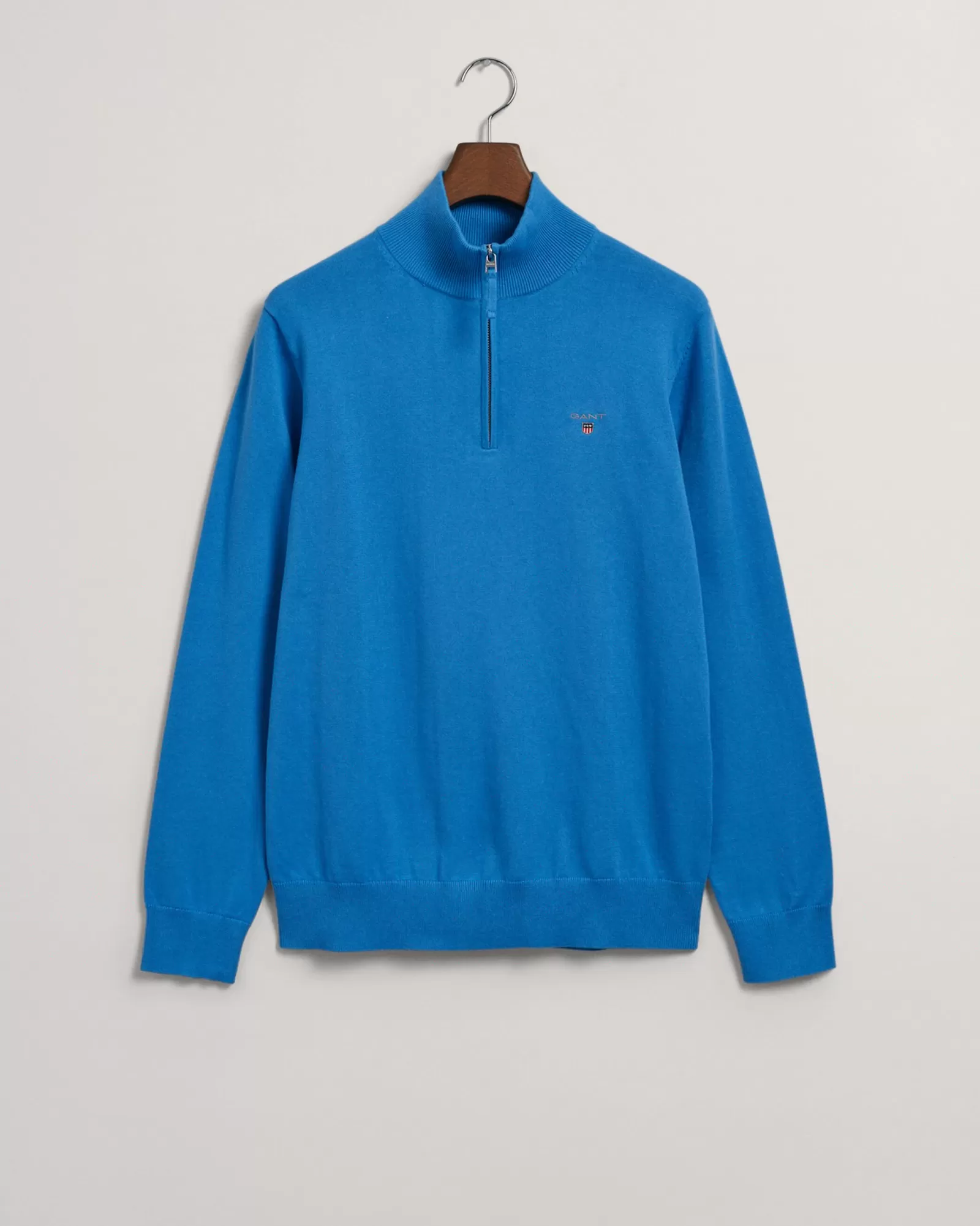 Men GANT Knitwear*Classic Cotton Half-Zip Sweater DAY BLUE