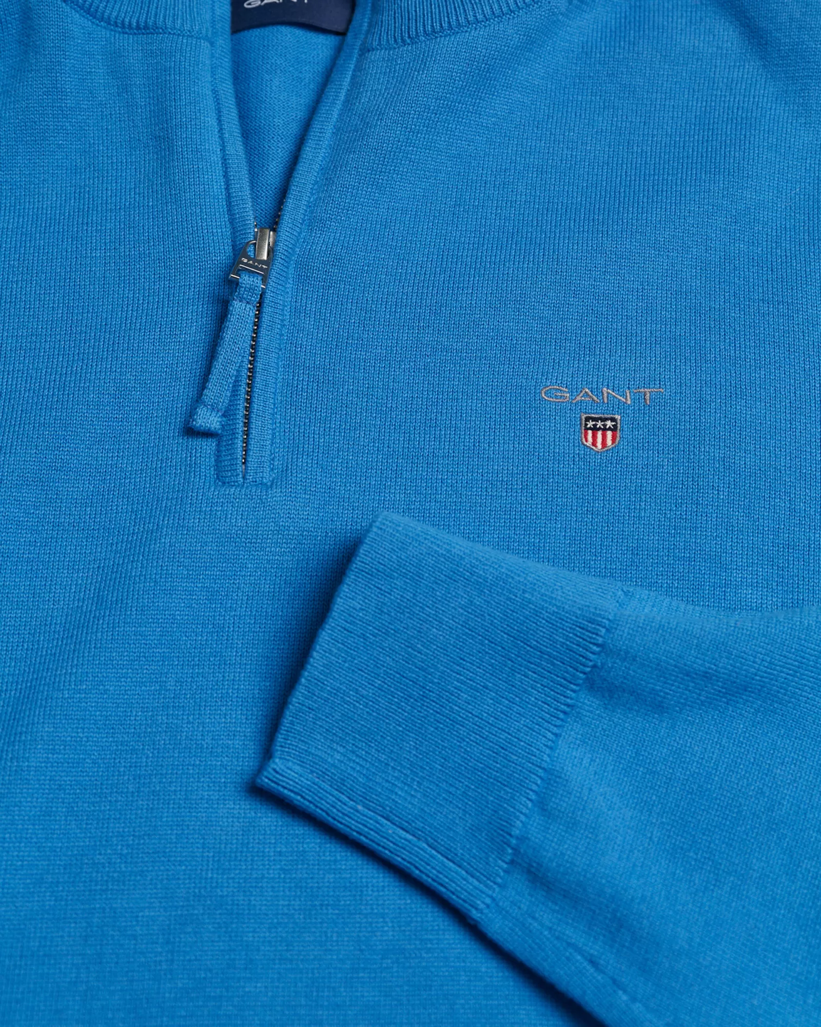 Men GANT Knitwear*Classic Cotton Half-Zip Sweater DAY BLUE