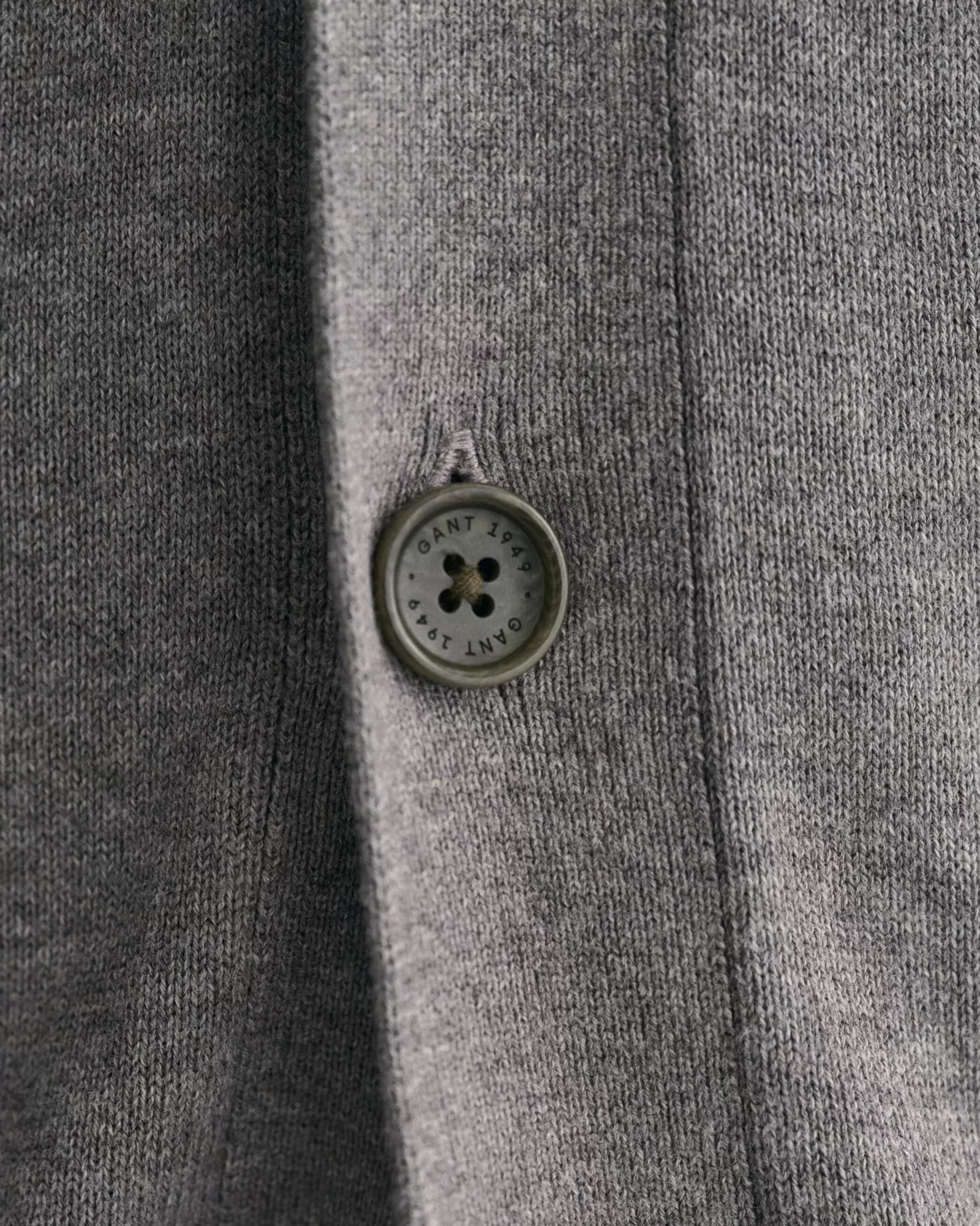 Men GANT Knitwear*Classic Cotton V-Neck Cardigan DARK GREY MELANGE