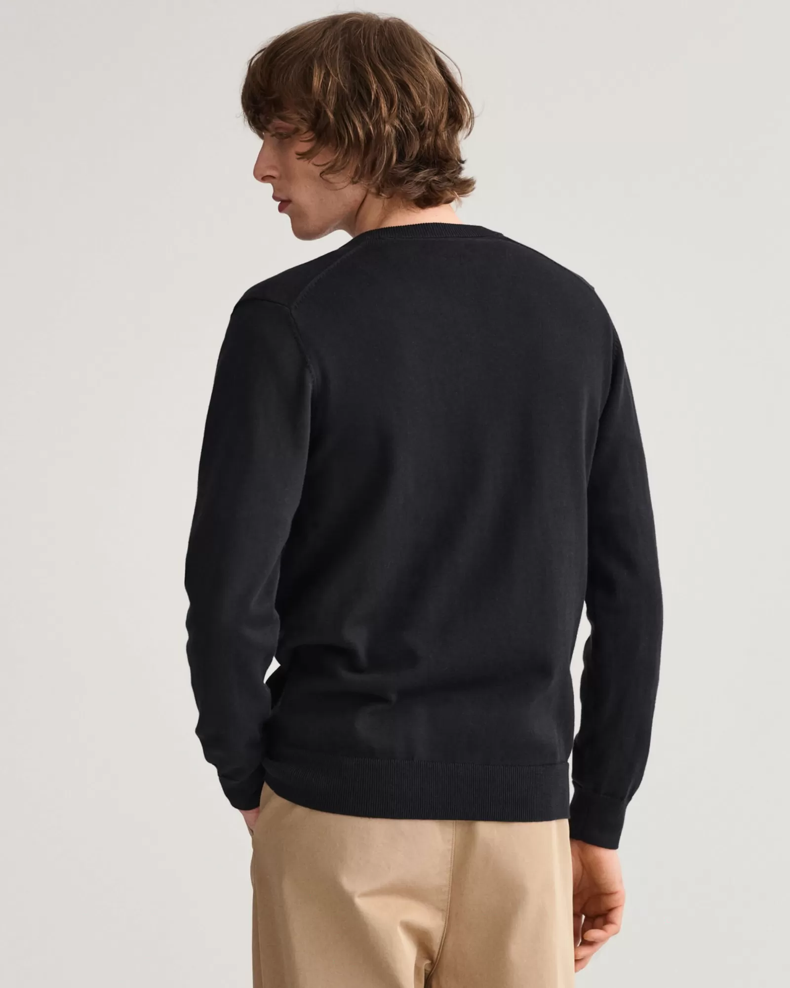 Men GANT Knitwear*Classic Cotton V-Neck Sweater BLACK