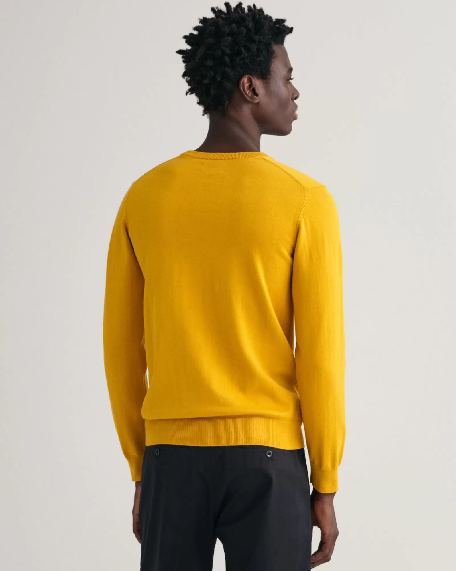 Men GANT Knitwear*Classic Cotton V-Neck Sweater DARK MUSTARD YELLOW