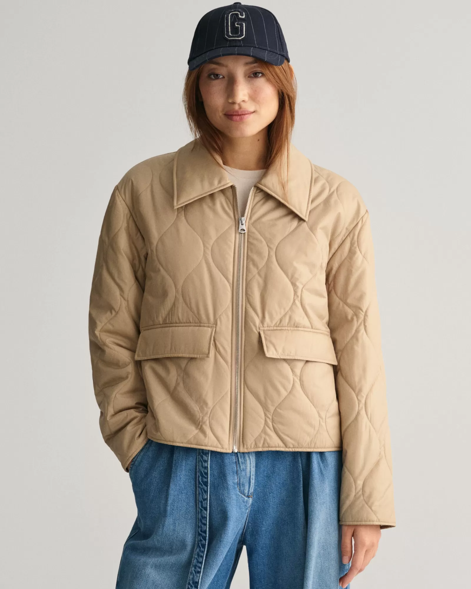 Women GANT Jackets & Coats*Collared Quilted Jacket DARK KHAKI