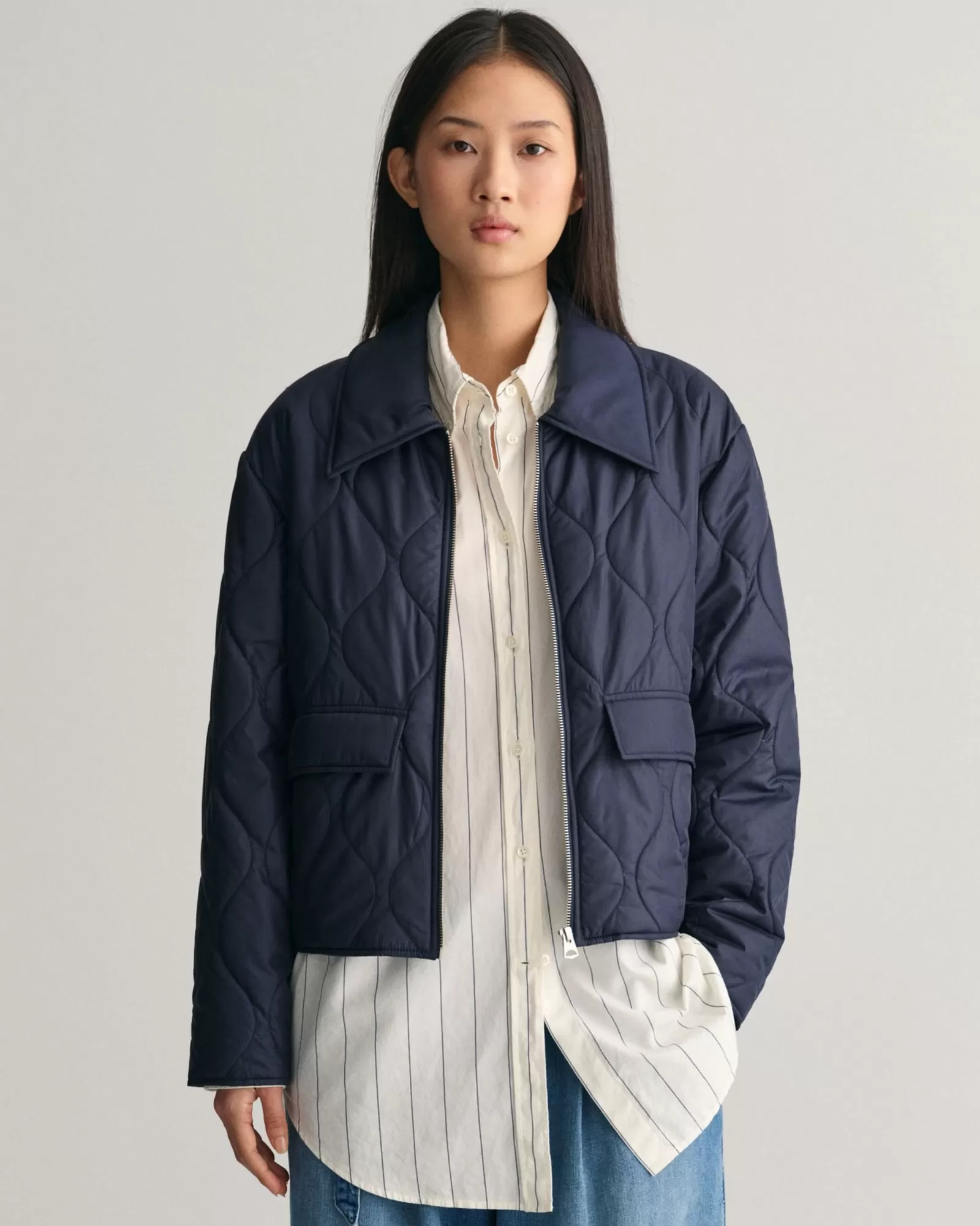 Women GANT Jackets & Coats*Collared Quilted Jacket EVENING BLUE