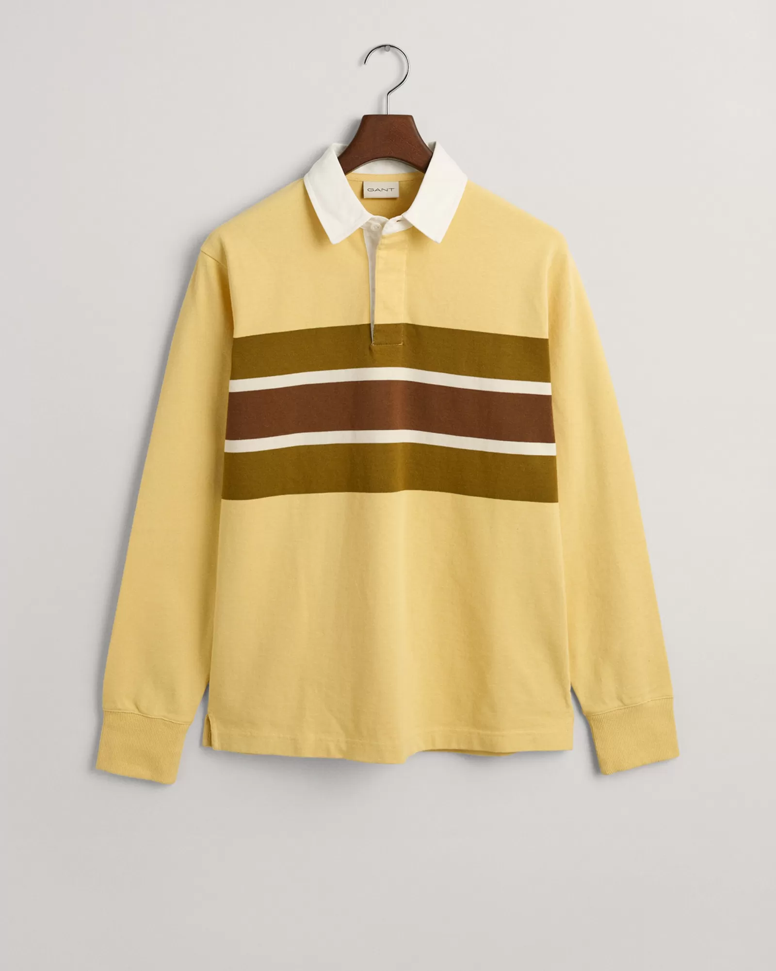 Men GANT Polos & Heavy Ruggers*Color Blocked Rugger LIGHT MUSTARD YELLOW