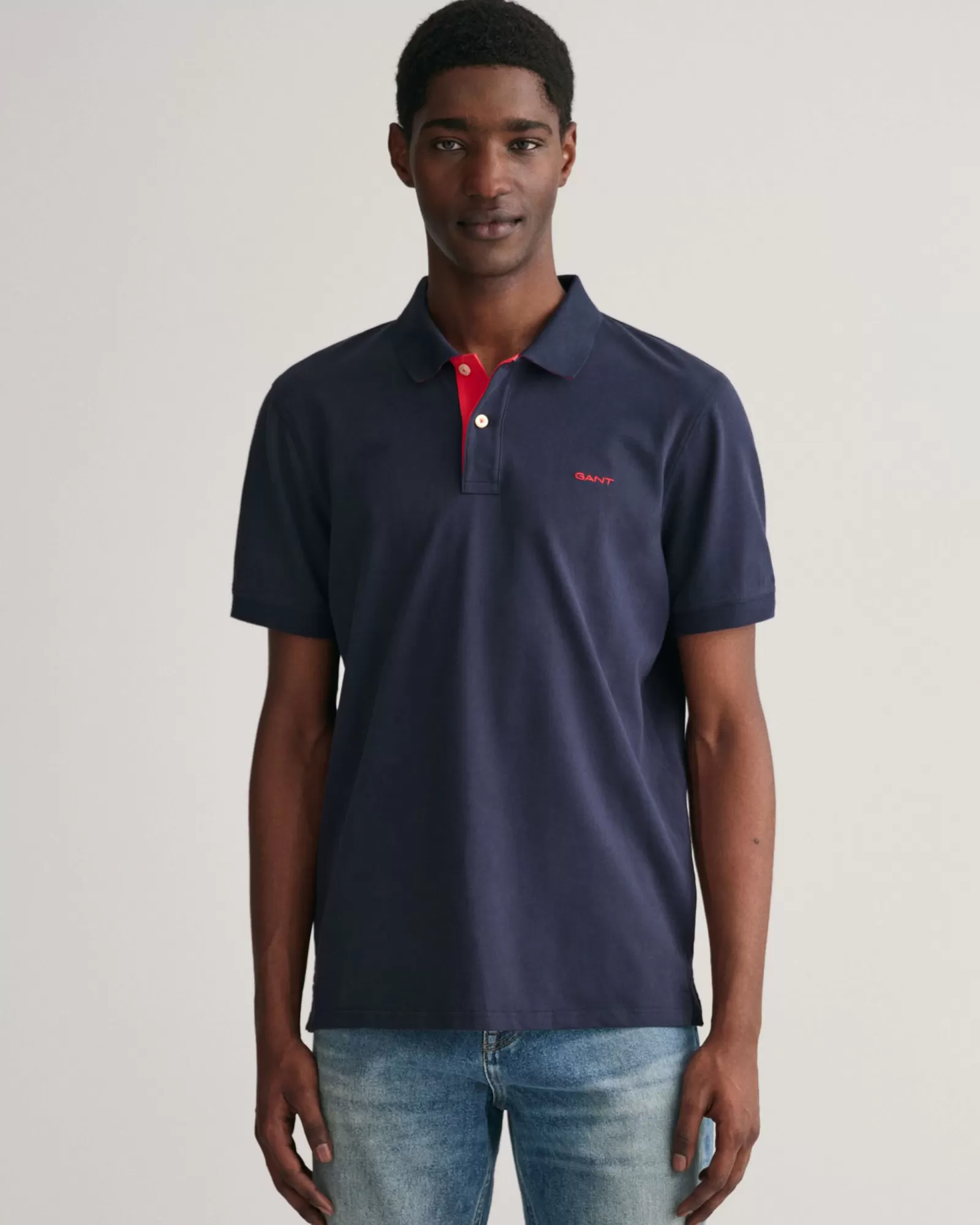 Men GANT Polos & Heavy Ruggers*Contrast Piqué Polo Shirt EVENING BLUE