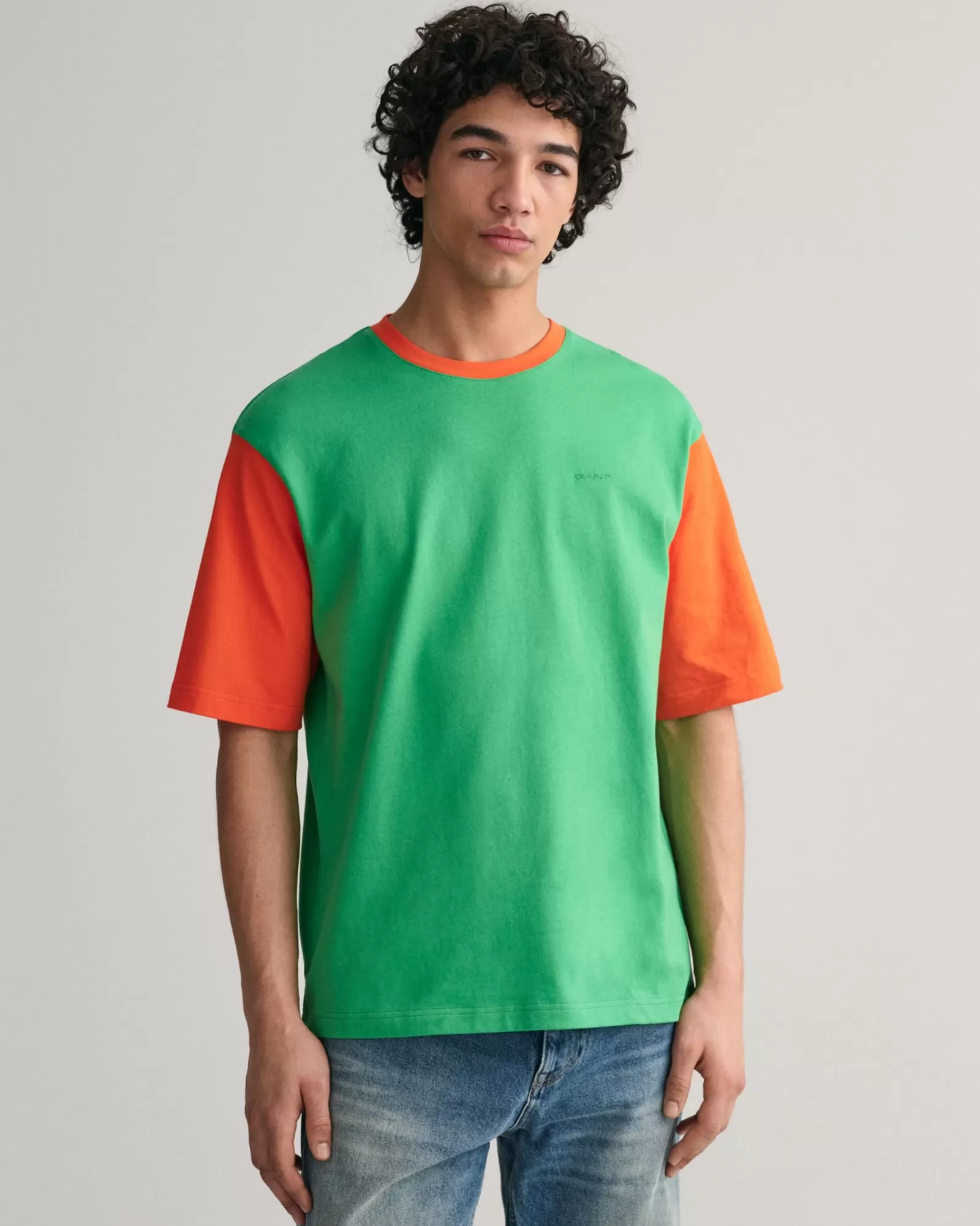 Men GANT T-Shirts*Contrast Sleeve T-Shirt MID GREEN