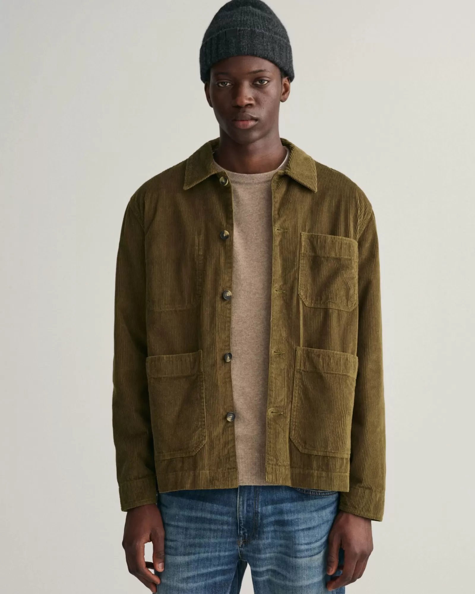 Men GANT Shirts*Corduroy Overshirt DARK CACTUS