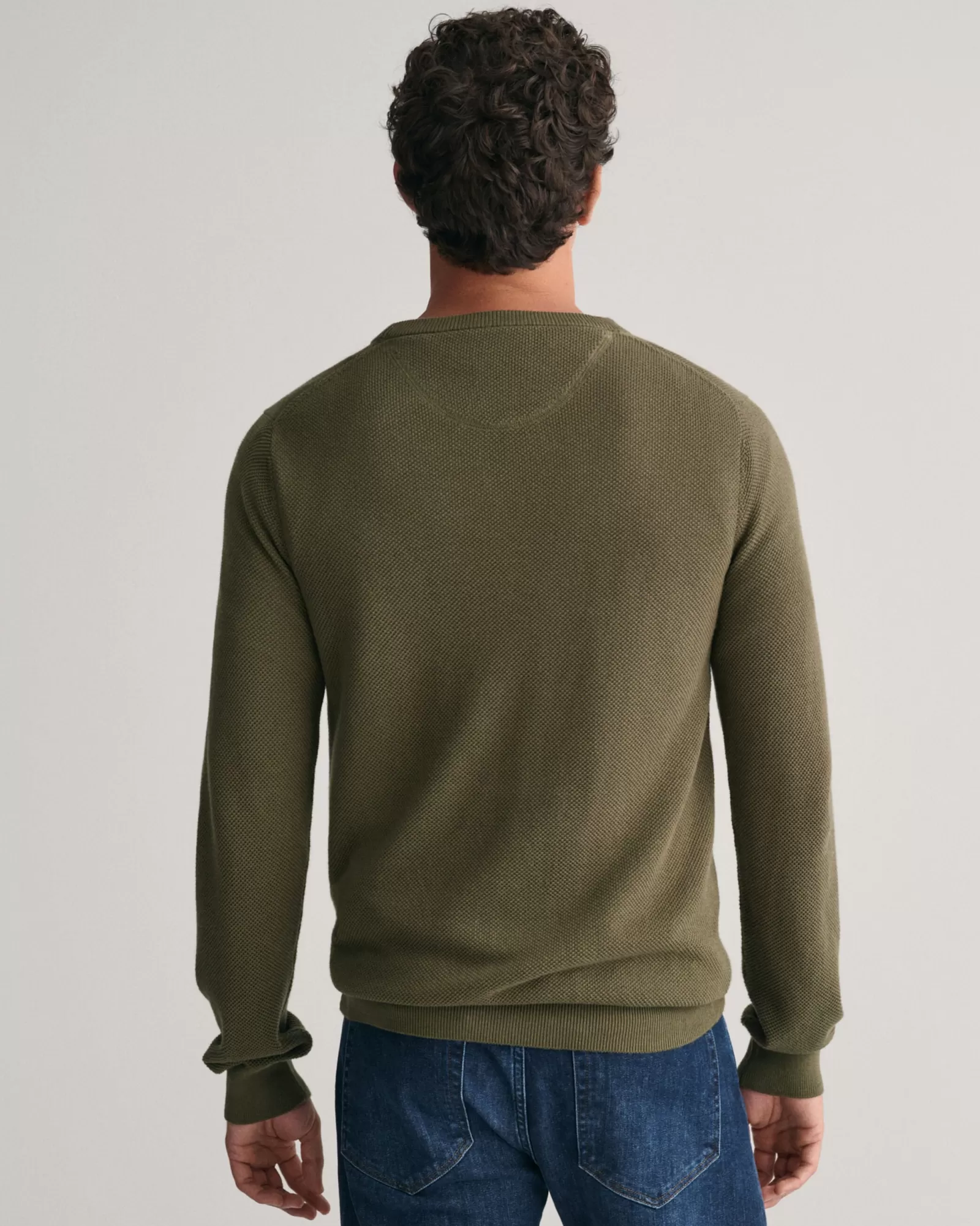 Men GANT Knitwear*Cotton Piqué Crew Neck Sweater RACING GREEN