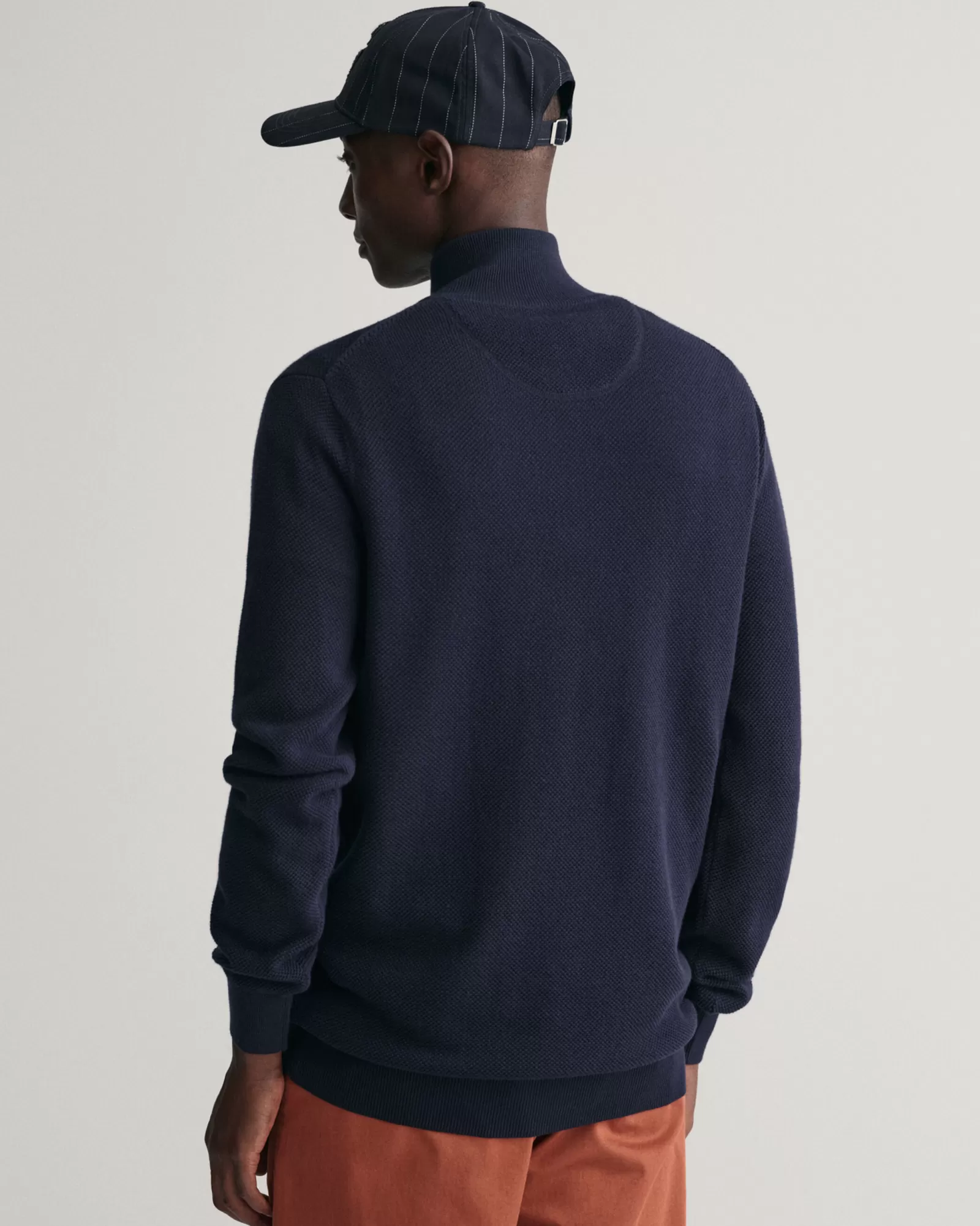 Men GANT Knitwear*Cotton Piqué Half-Zip Sweater EVENING BLUE